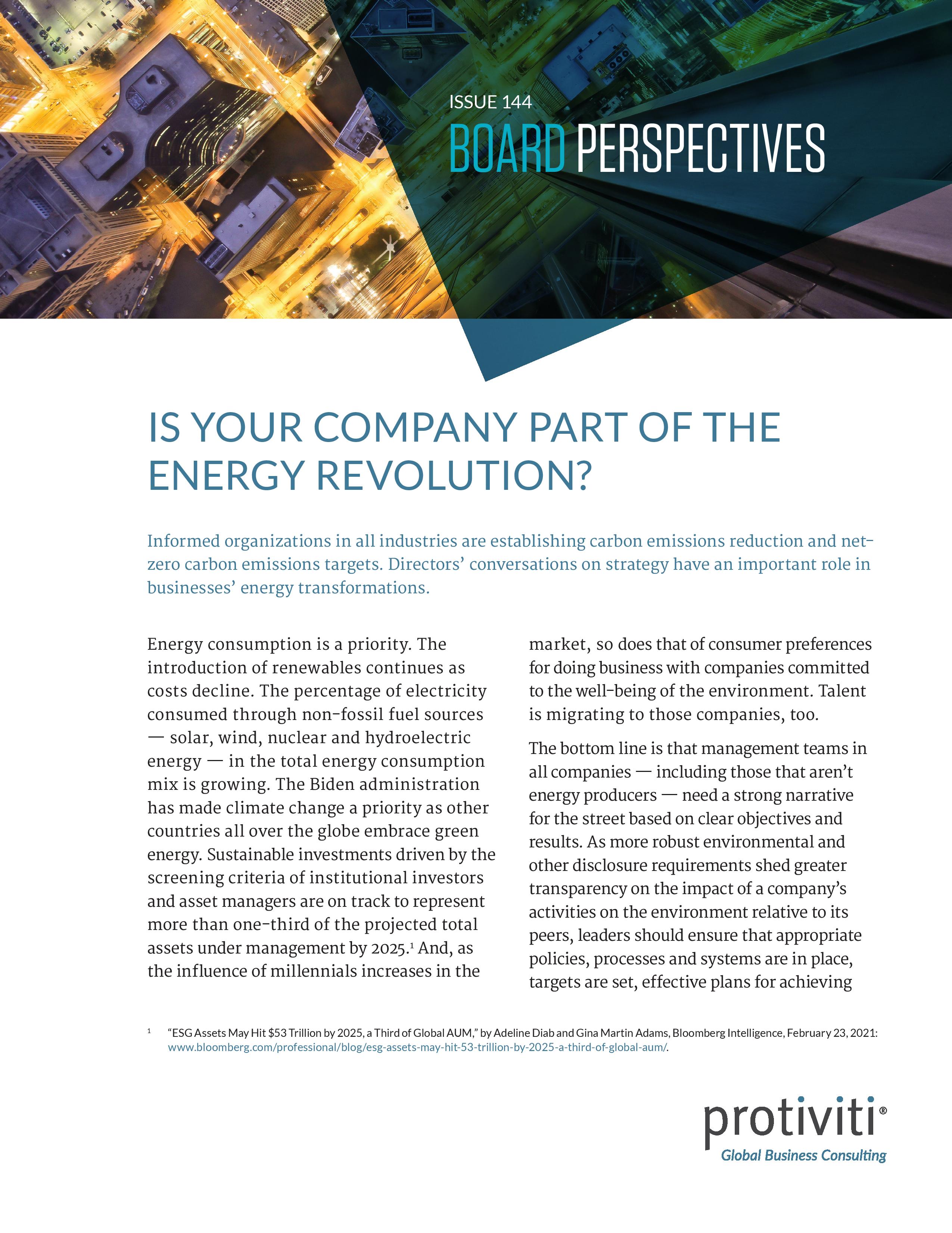 screenshot of the first page of Is Your Company Part of the Energy Revolution