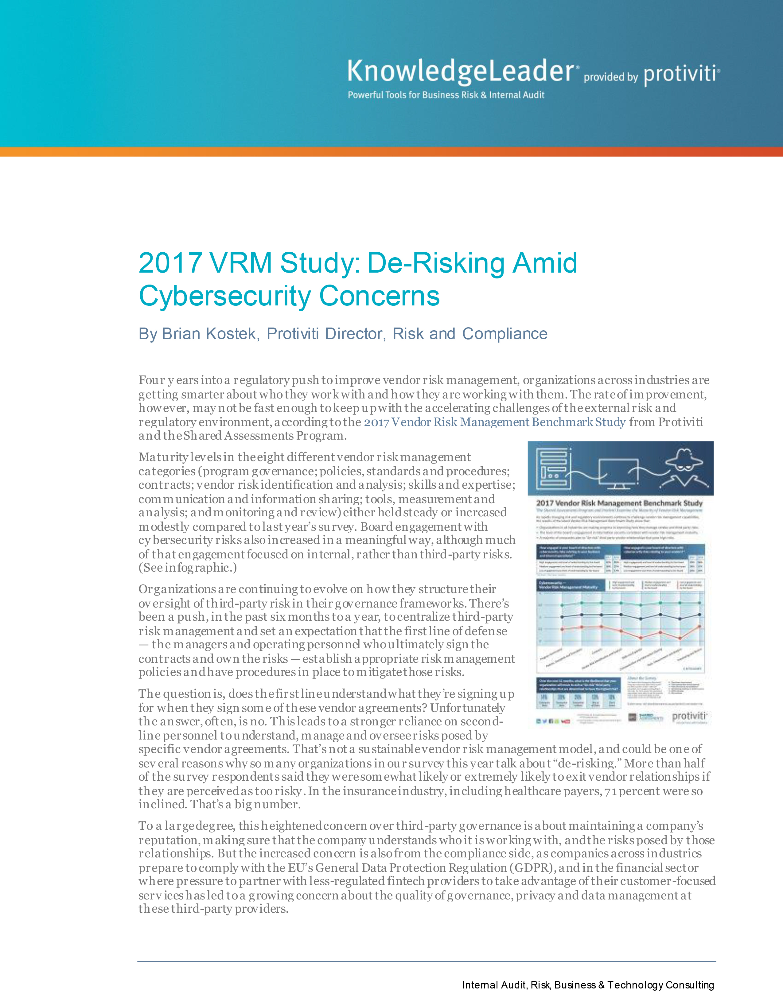 Screenshot of the first page of 2017 VRM Study: De-Risking Amid Cybersecurity Concerns