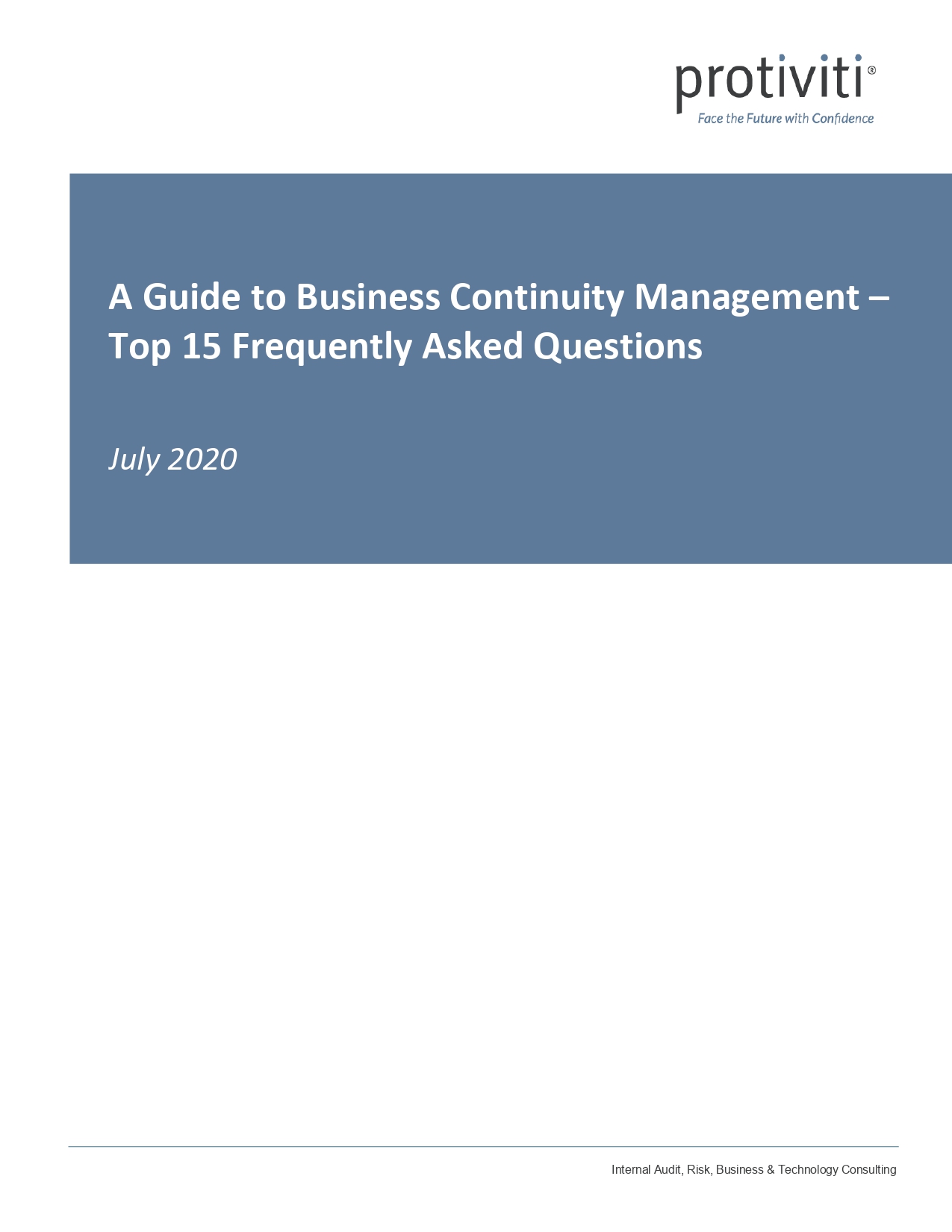 A Guide to Business Continuity Management – Top 15 Frequently Asked Questions (July 2020)