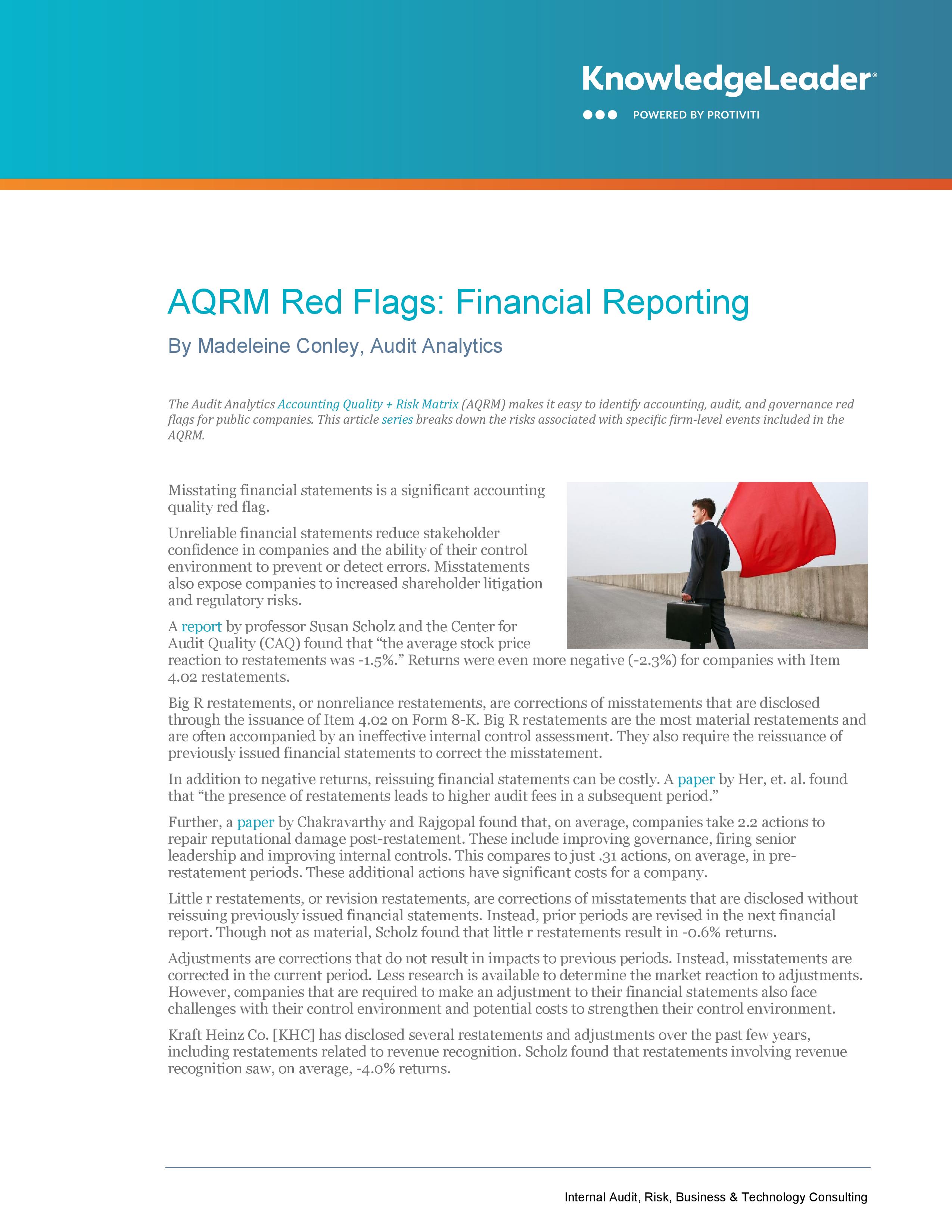 Screenshot of the first page of AQRM Red Flags Financial Reporting-page-001