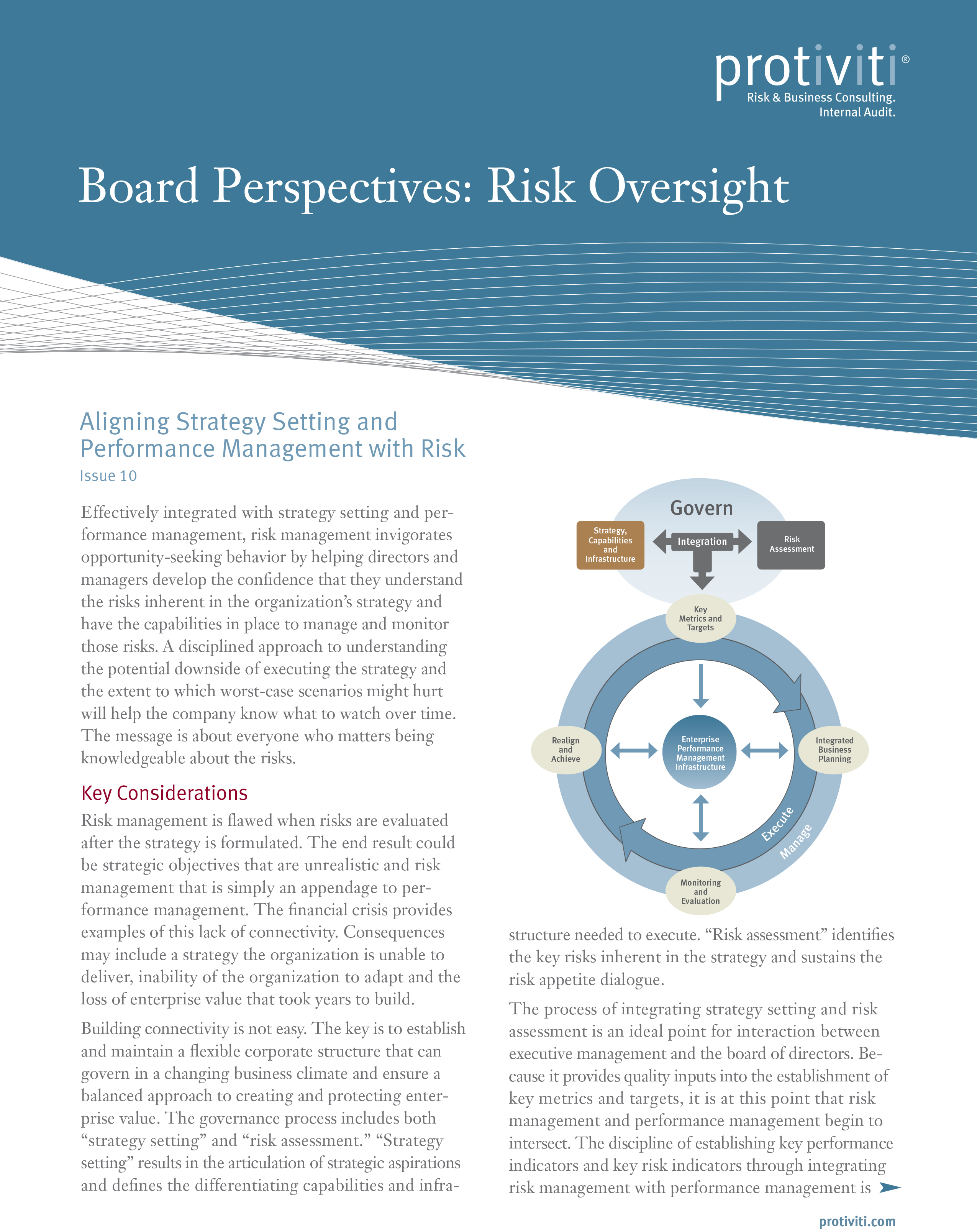 Screenshot of the first page of Aligning Strategy Setting and Performance Management With Risk