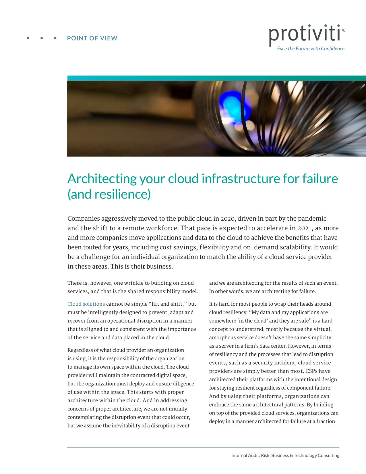 Screenshot of the first page of Architecting your cloud infrastructure for failure and resilience