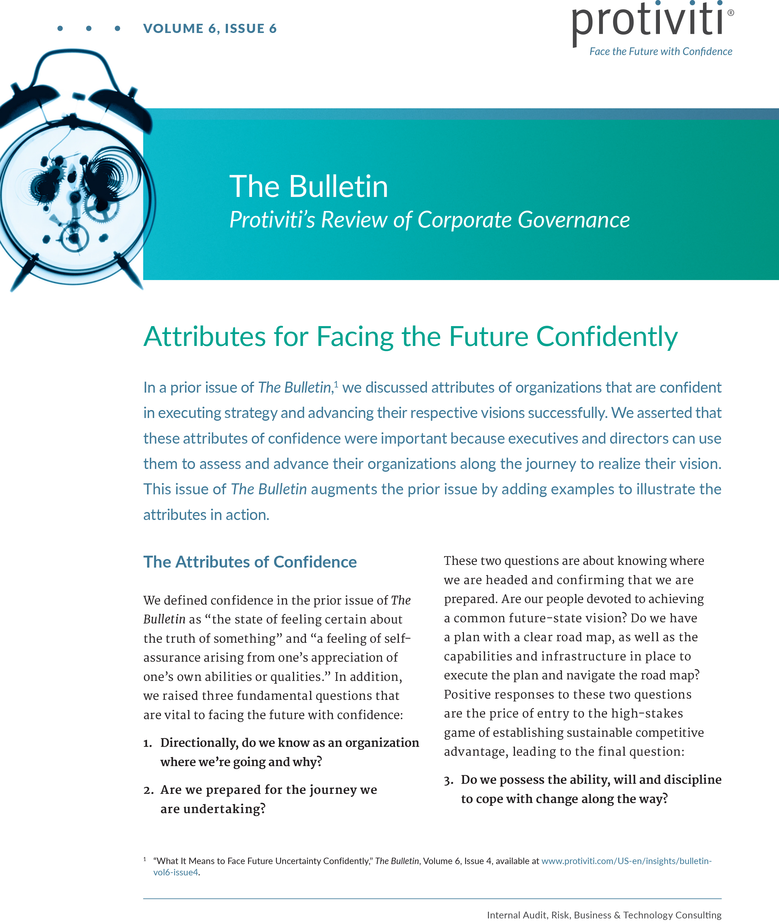 Screenshot of the first page of Attributes for Facing the Future Confidently