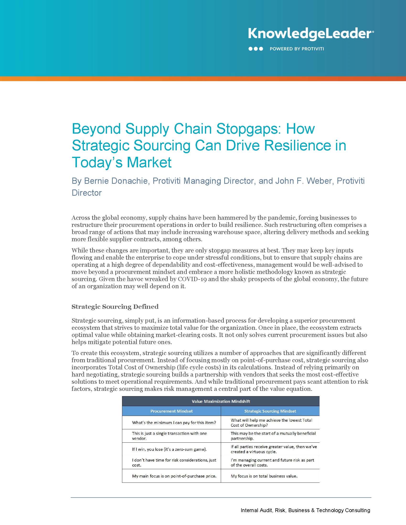 Screenshot of the first page of Beyond Supply Chain Stopgaps How Strategic Sourcing Can Drive Resilience in Today’s Market