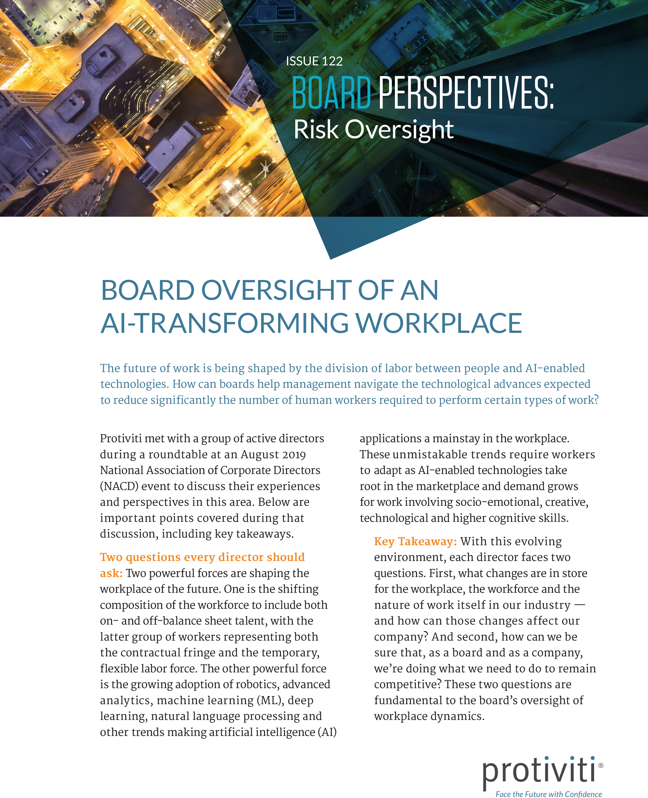 Screenshot of the first page of Board Oversight of an AI-Transforming Workplace