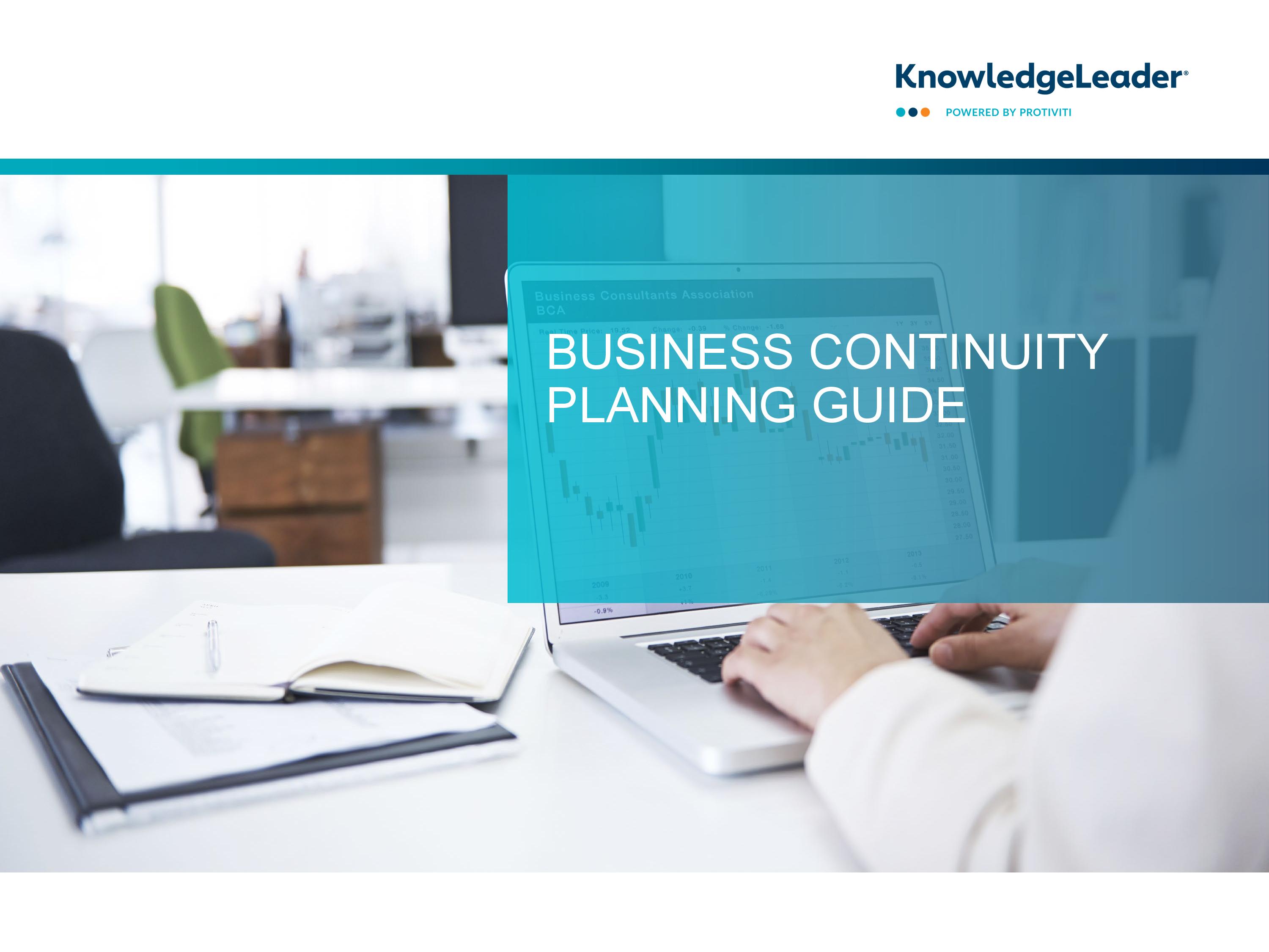 Screenshot of the first page of Business Continuity Planning Guide