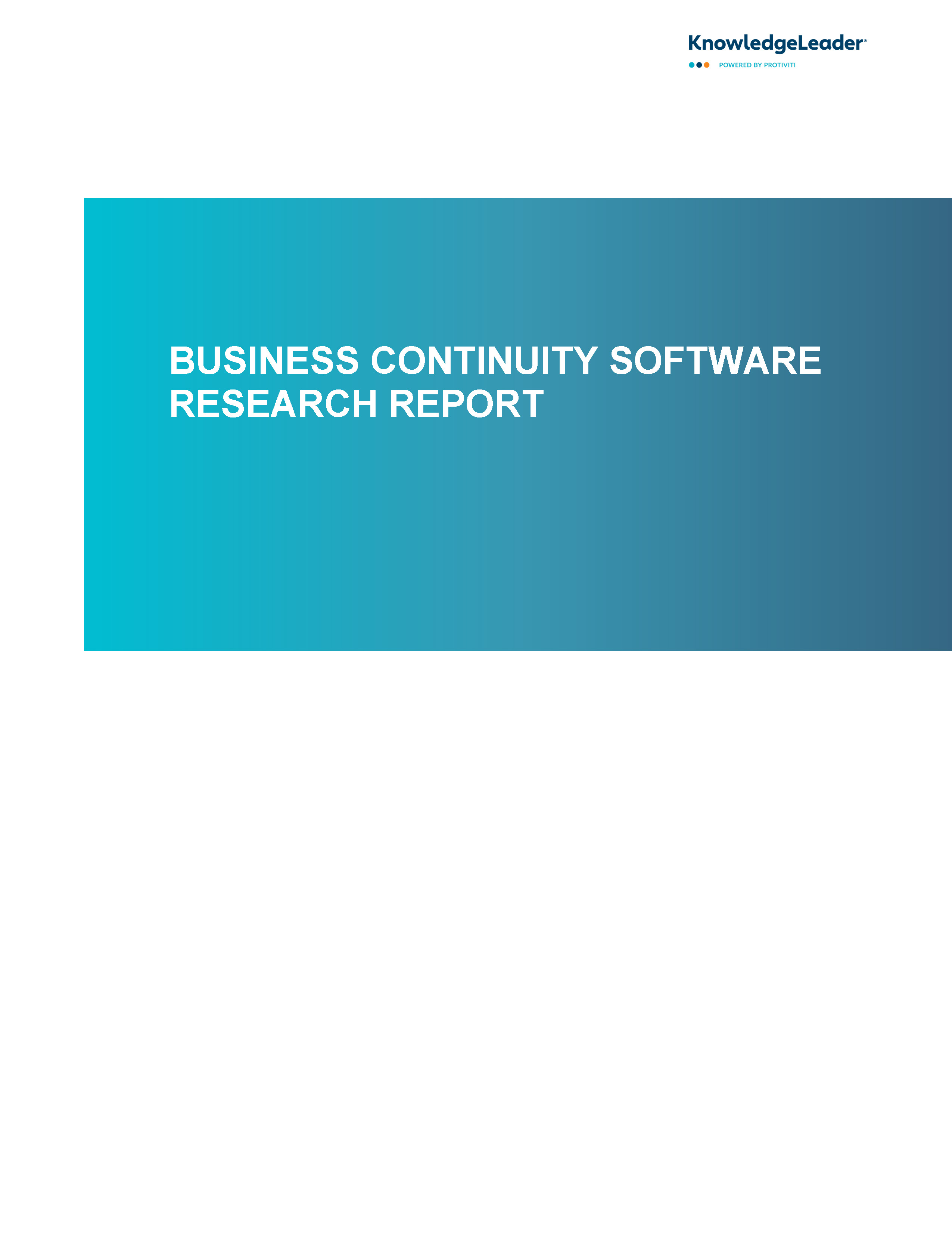 Screenshot of the first page of Business Continuity Software Research Report