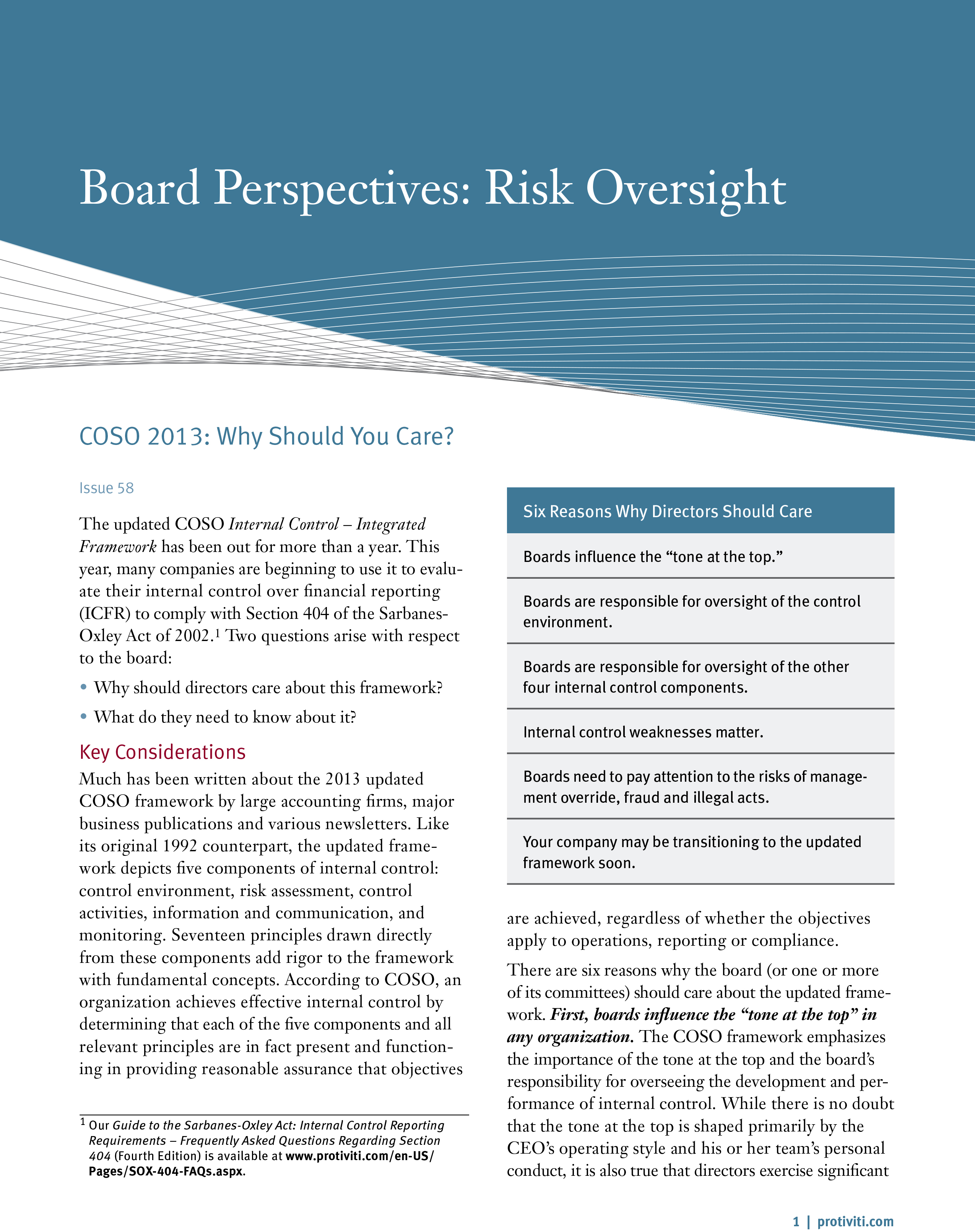 Screenshot of the first page of COSO 2013: Why Should You Care?