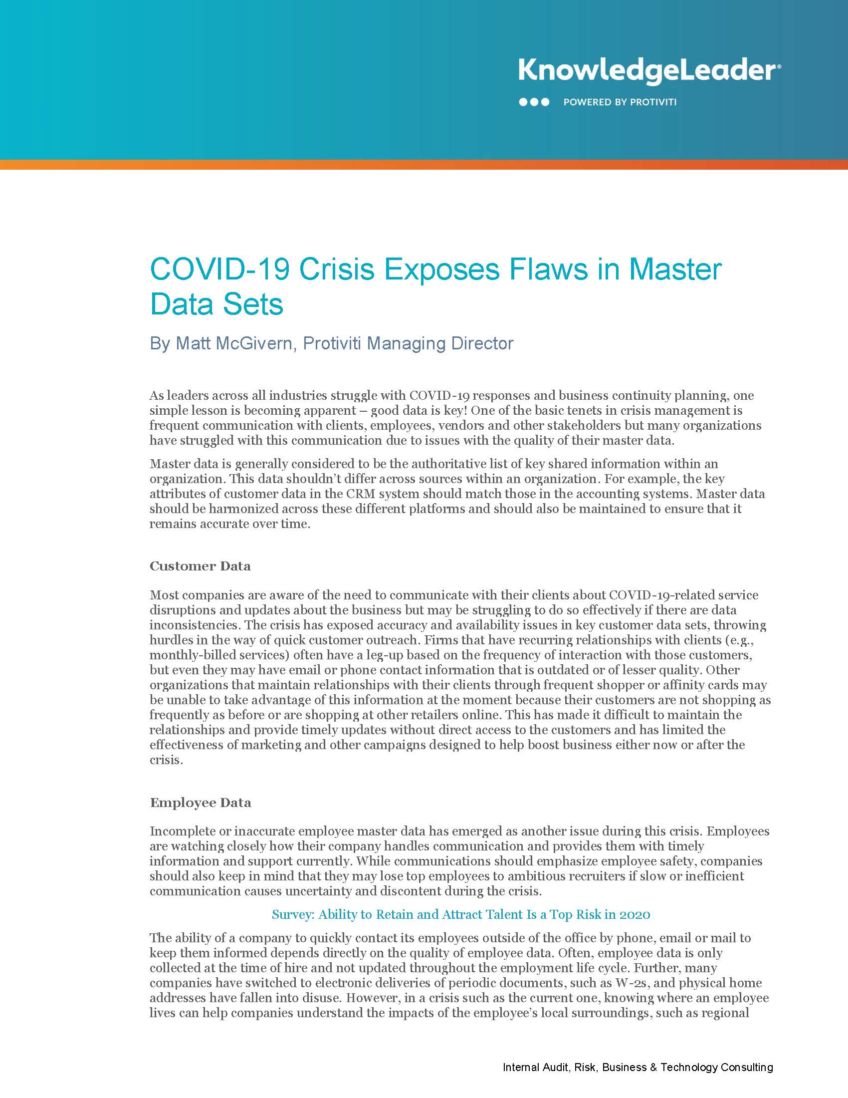 COVID-19 Crisis Exposes Flaws in Master Data Sets