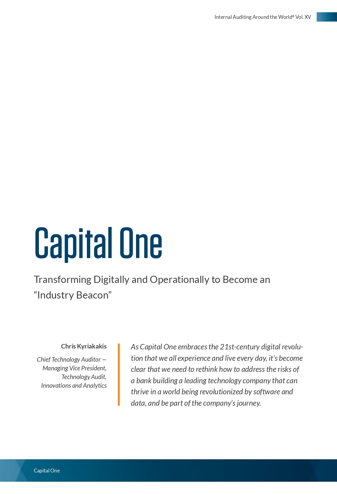 Capital One: Transforming Digitally and Operationally to Become an ‘‘Industry Beacon’’