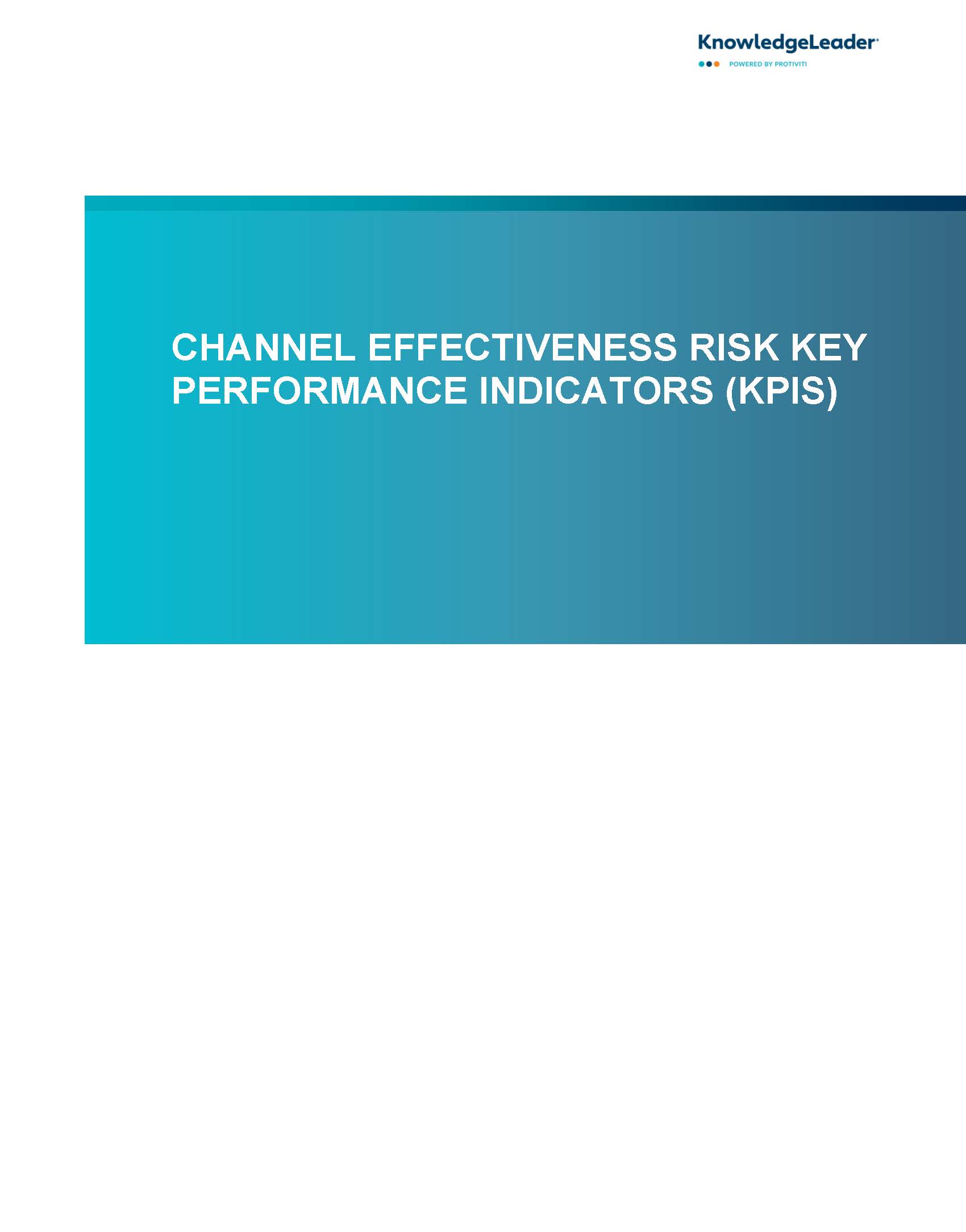 Screenshot of the first page of Channel Effectiveness Risk Key Performance Indicators (KPIs)