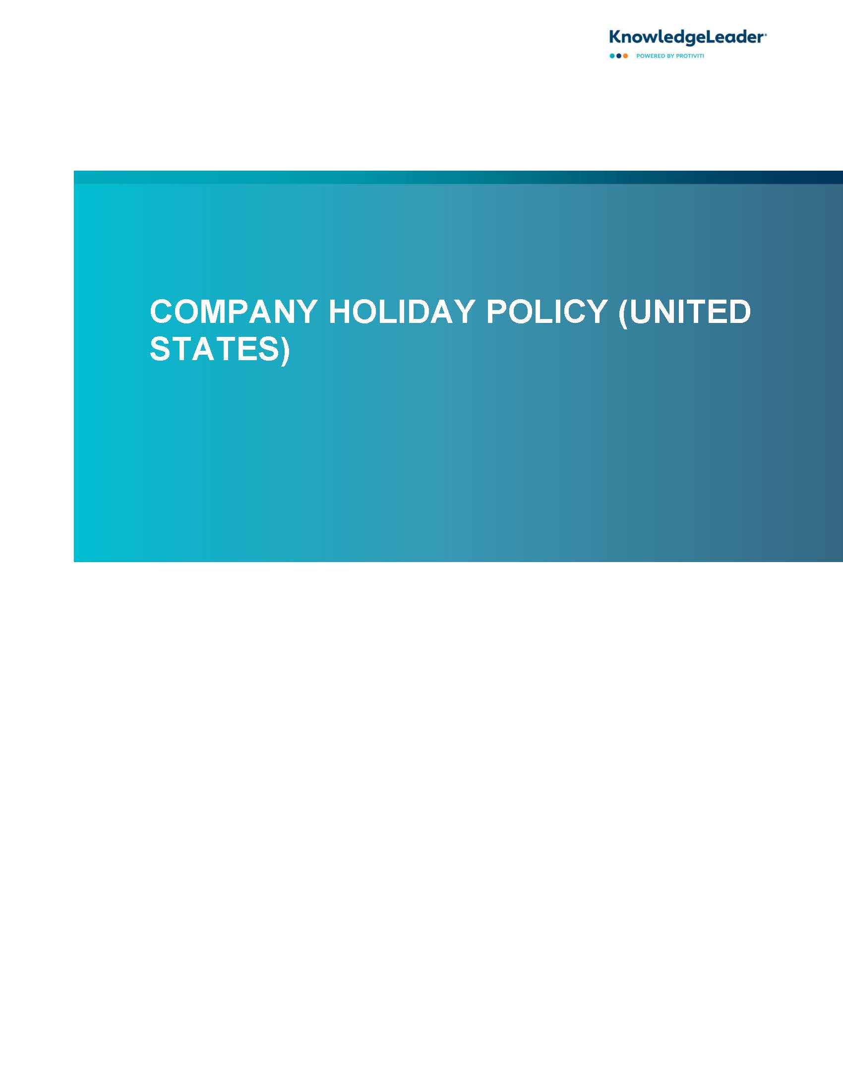Screenshot of the first page of Company Holiday Policy (United States)