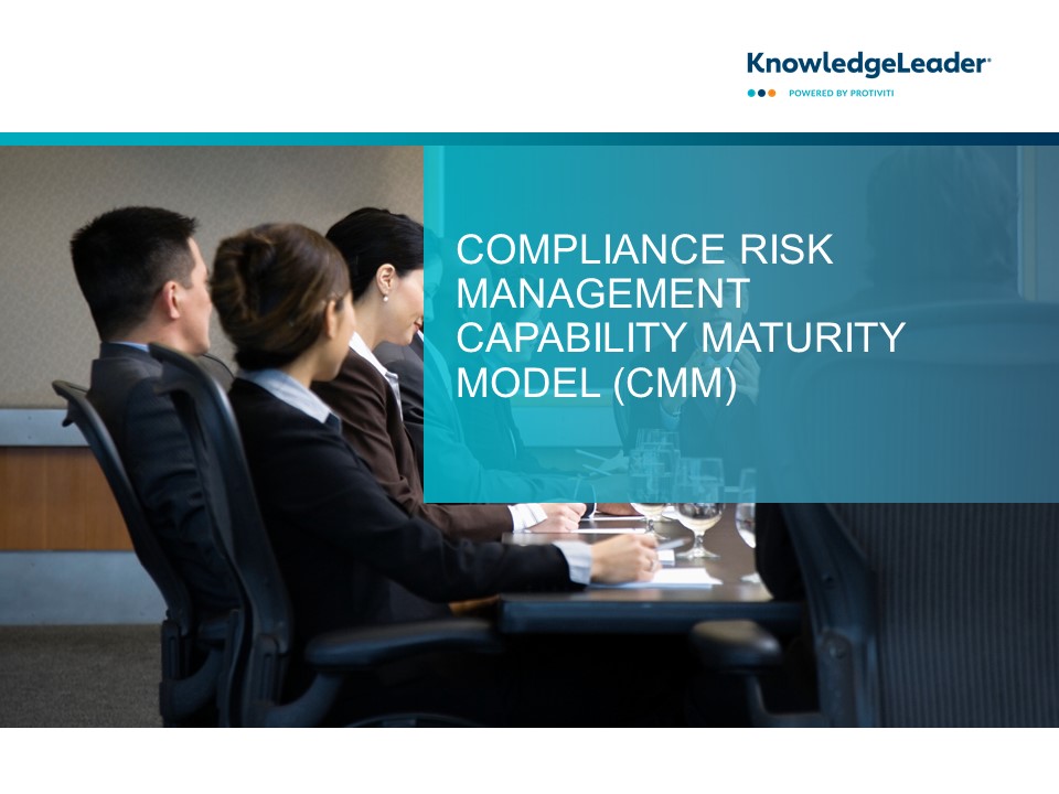 Screenshot of the first page of Compliance Risk Management Capability Maturity Model (CMM)