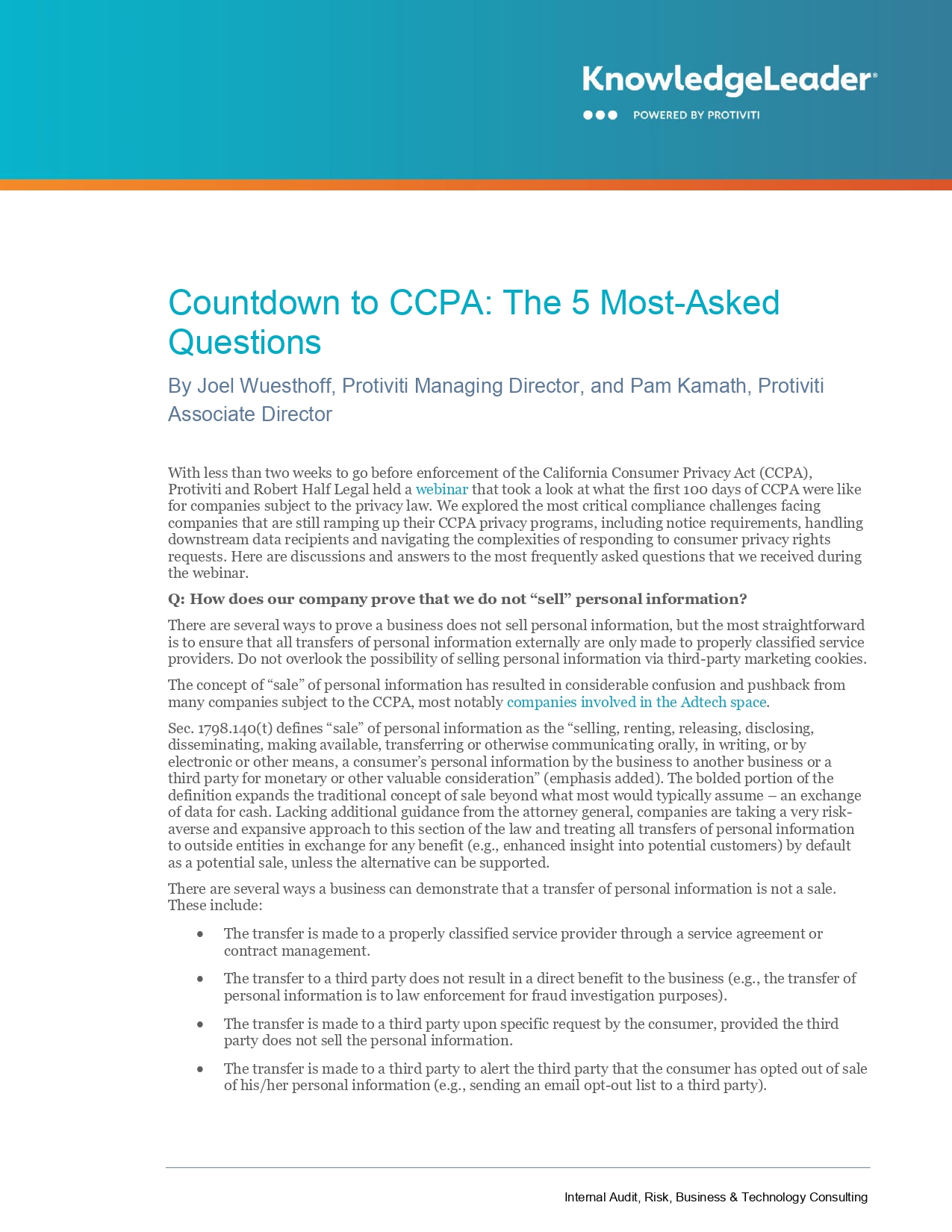 Countdown to CCPA: The 5 Most-Asked Questions