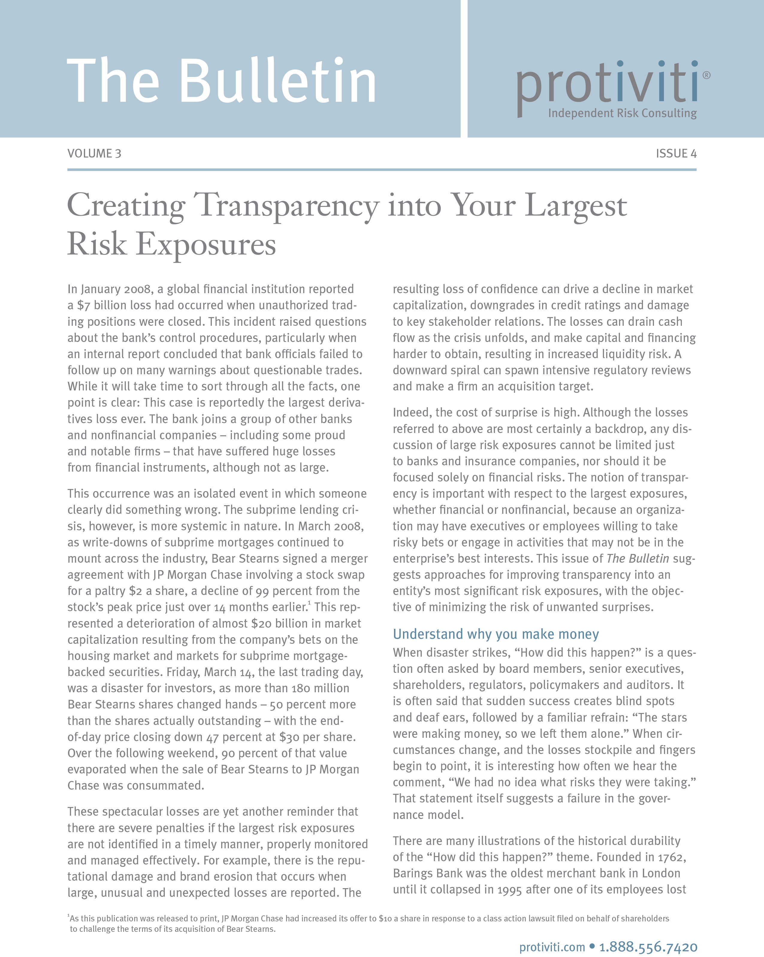 Screenshot of the first page of Creating Transparency Into Your Largest Risk Exposures