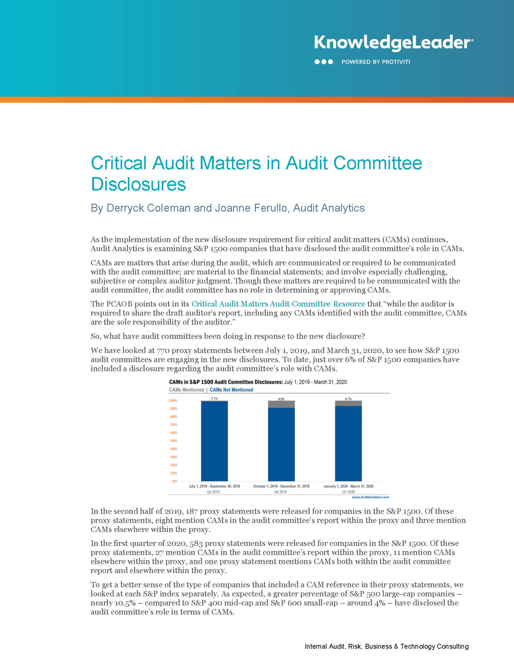 Critical Audit Matters in Audit Committee Disclosures