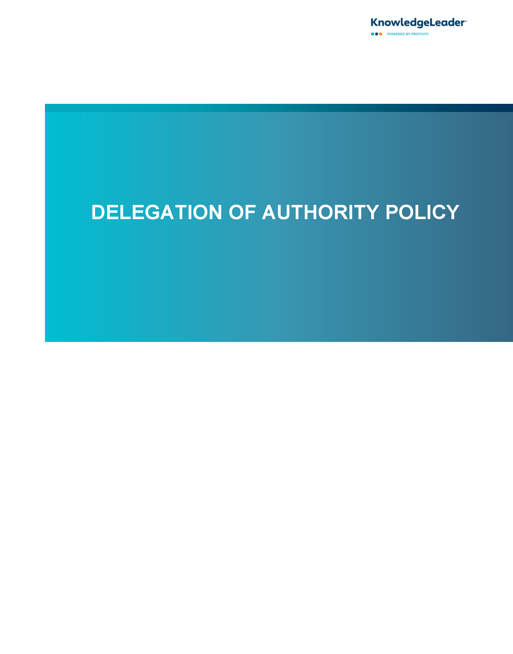 Screenshot of the first page of Delegation of Authority Policy