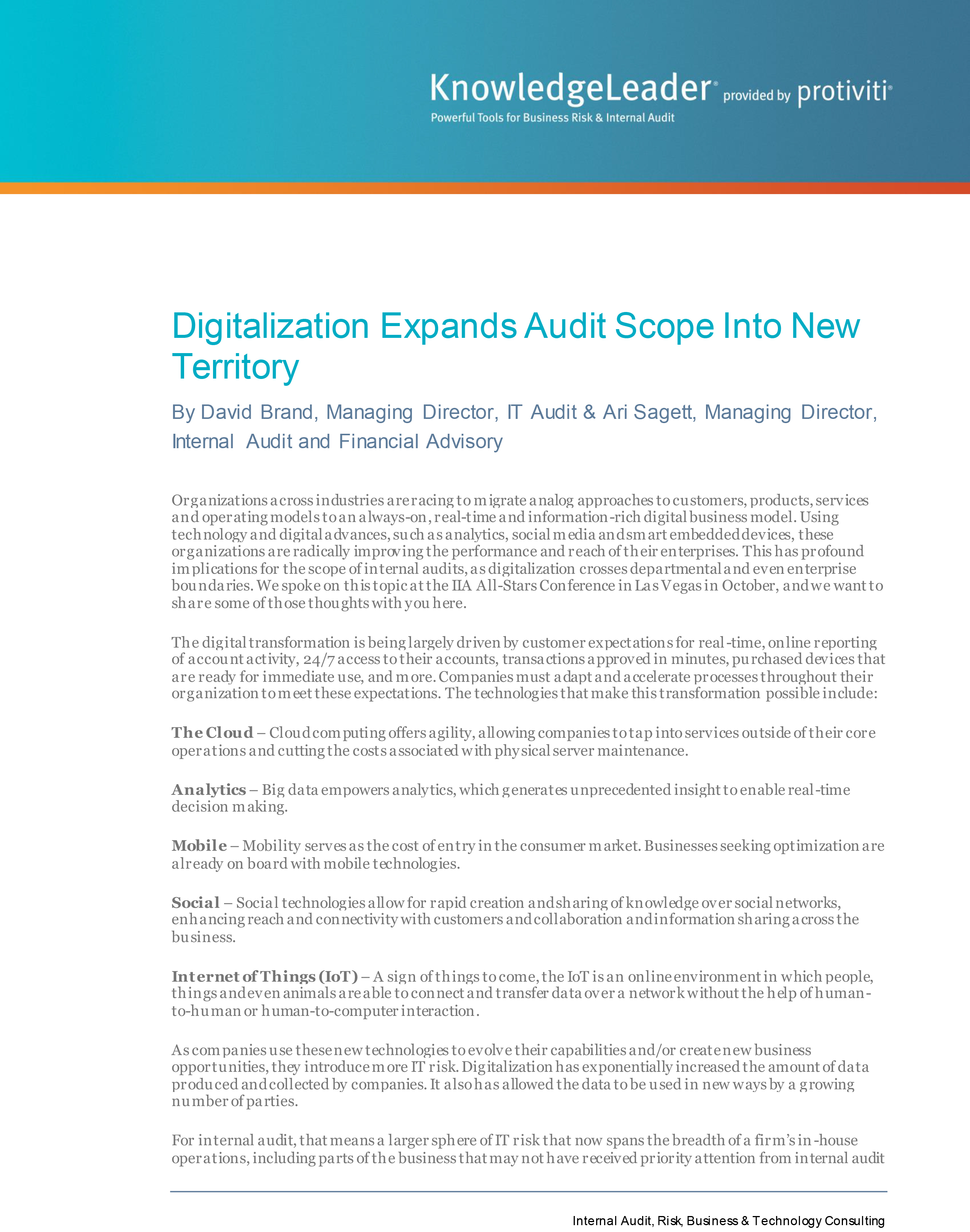Screenshot of the first page of Digitalization Expands Audit Scope Into New Territory