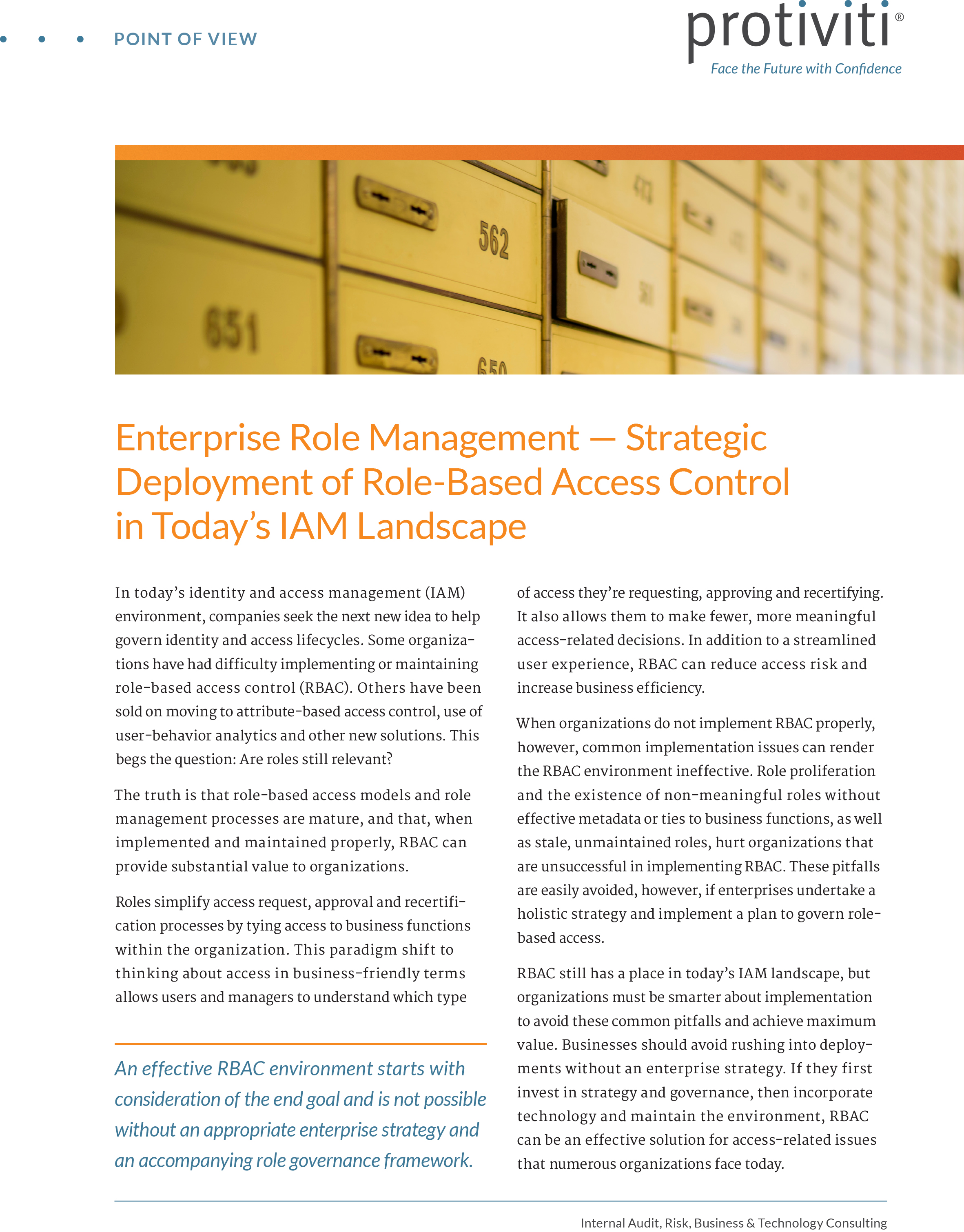 Screenshot of the first page of Enterprise Role Management - Strategic Deployment of Role-Based Access Control in Today’s IAM Landscape