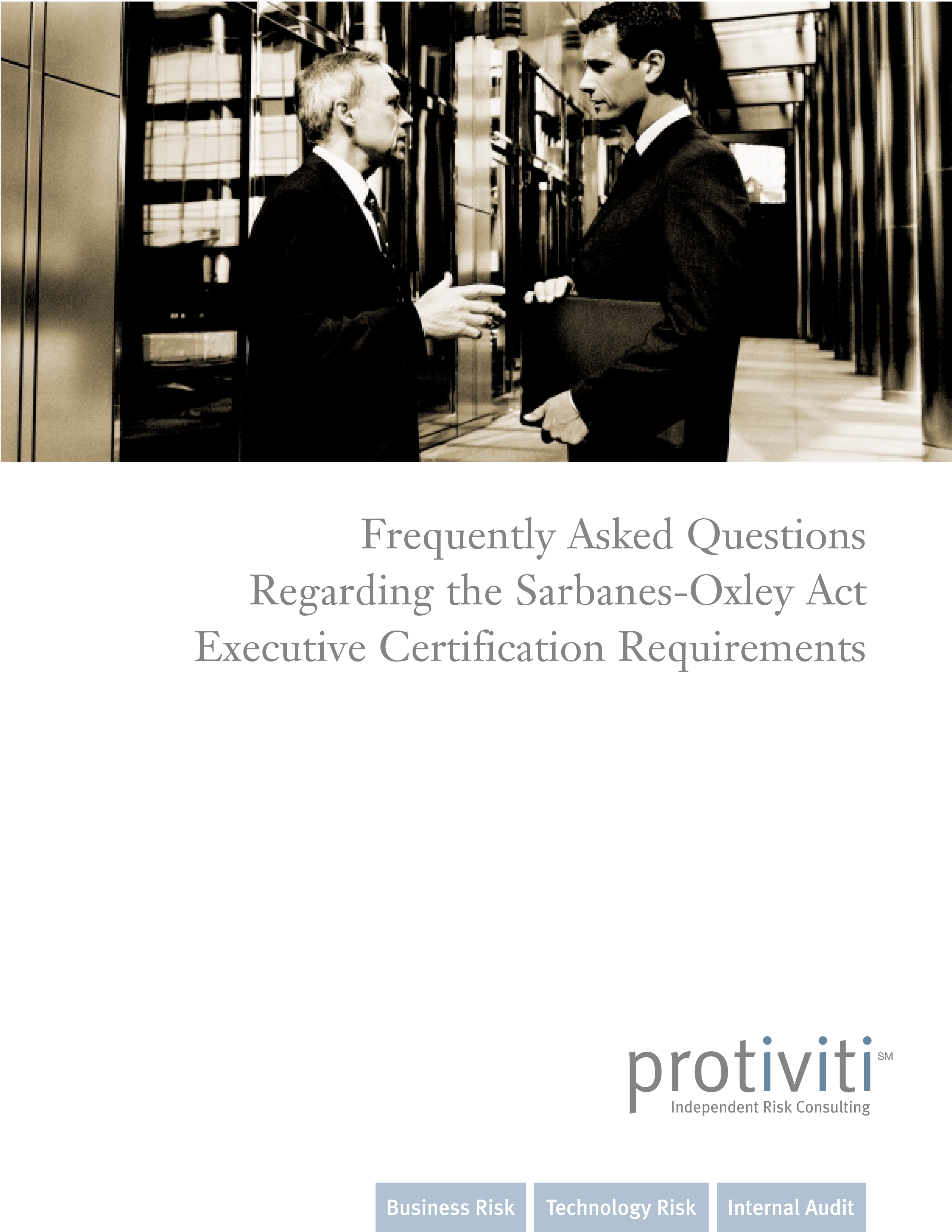 Screenshot of the first page of FAQ-Sarbanes-Oxley Act Executive Certification Requirements