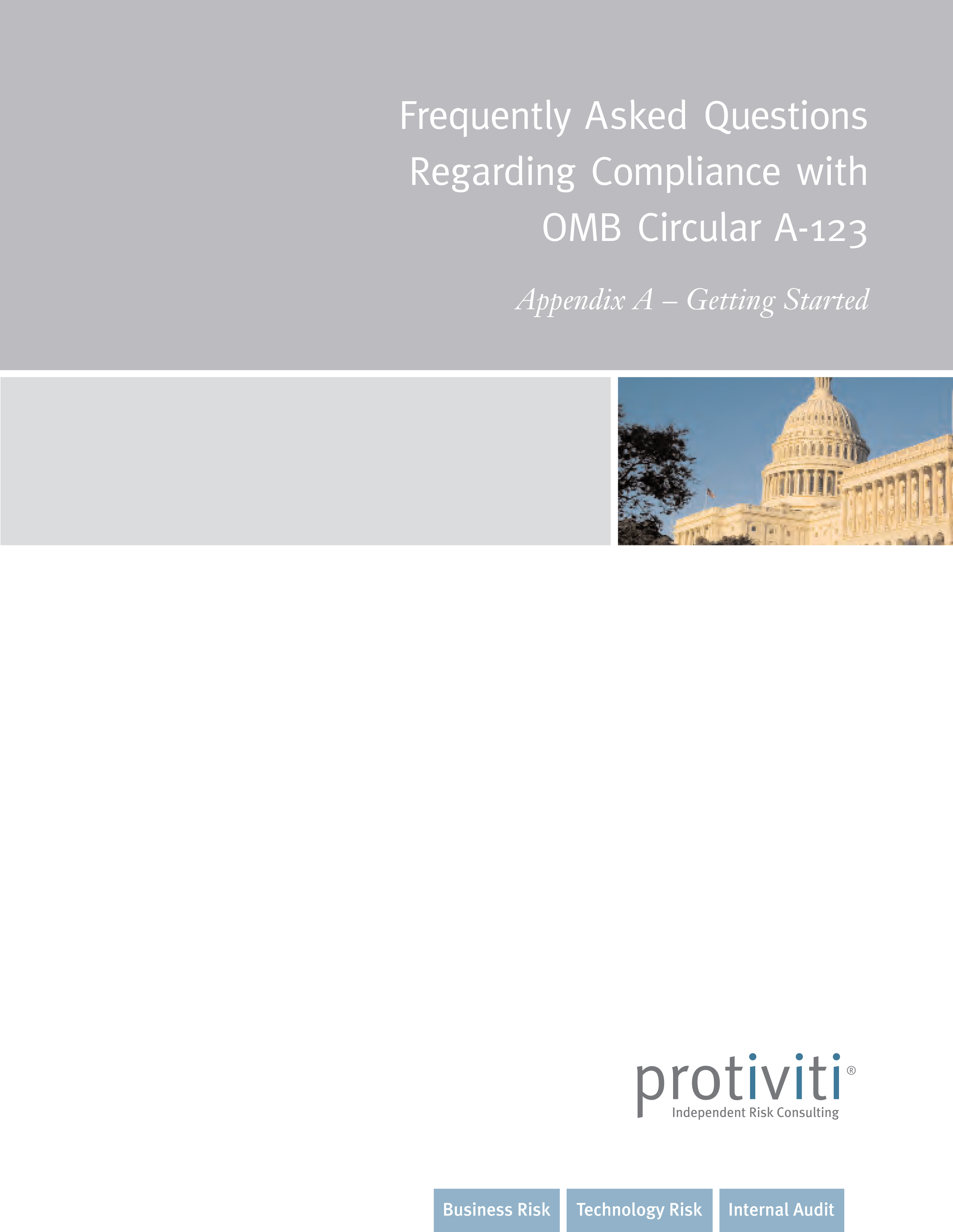 Screenshot of the first page of FAQs Regarding Compliance with OMB Circular A-123