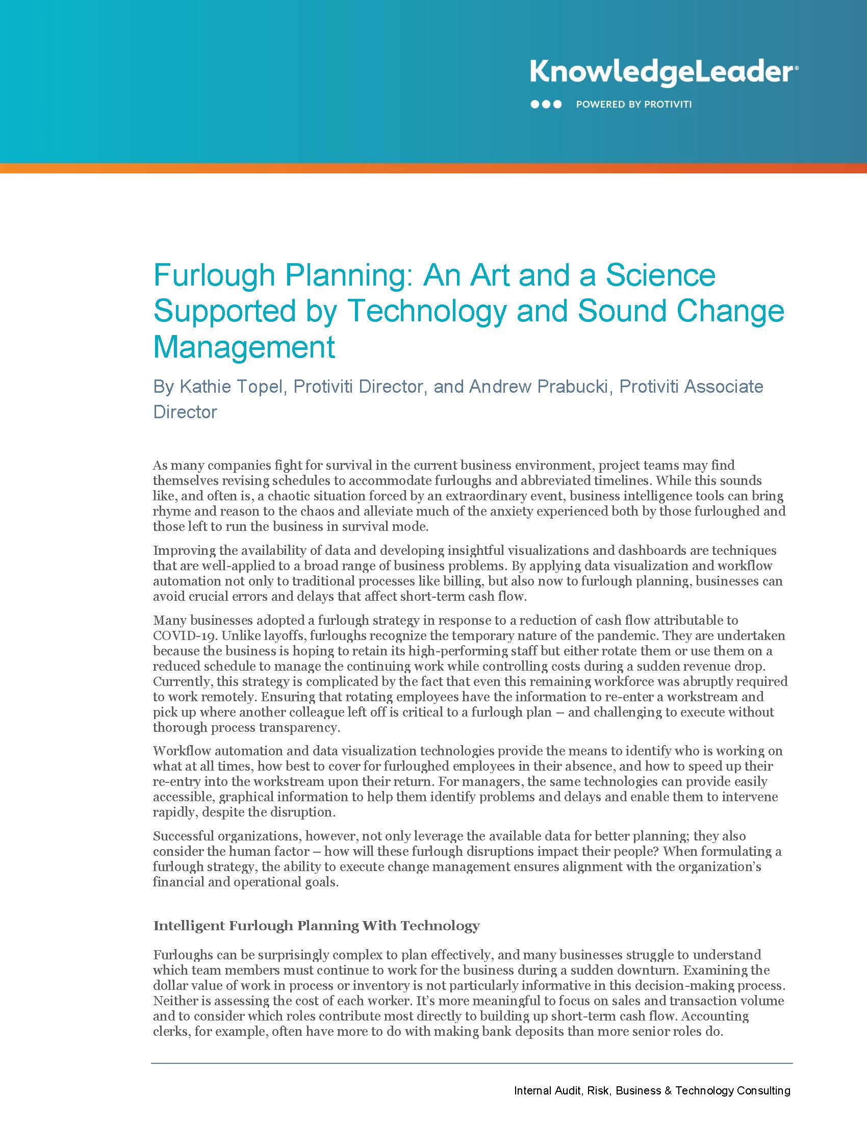 Screenshot of the first page of Furlough Planning An Art and a Science Supported by Technology and Sound Change Management