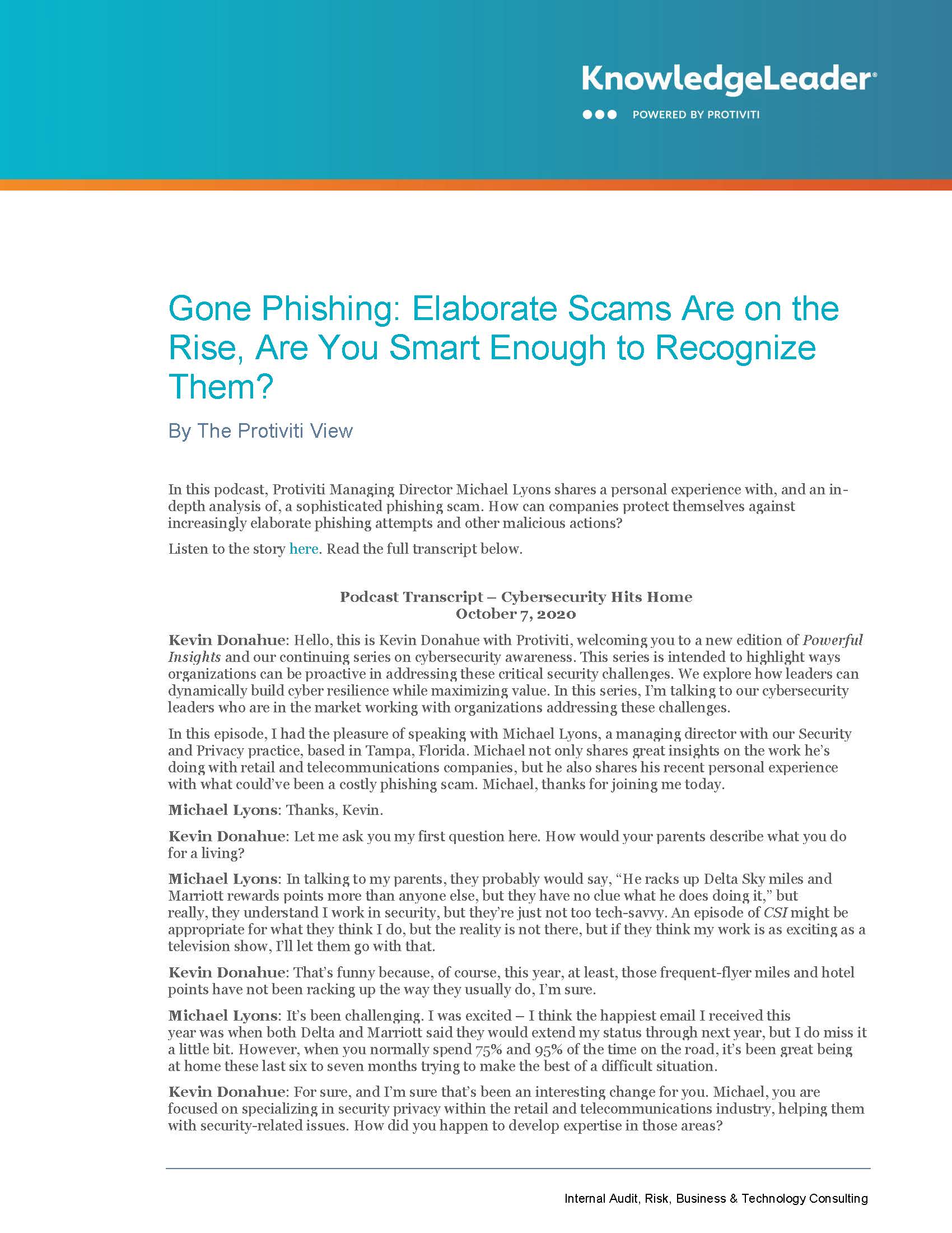 Screenshot of the first page of Gone Phishing Elaborate Scams Are on the Rise, Are You Smart Enough to Recognize Them