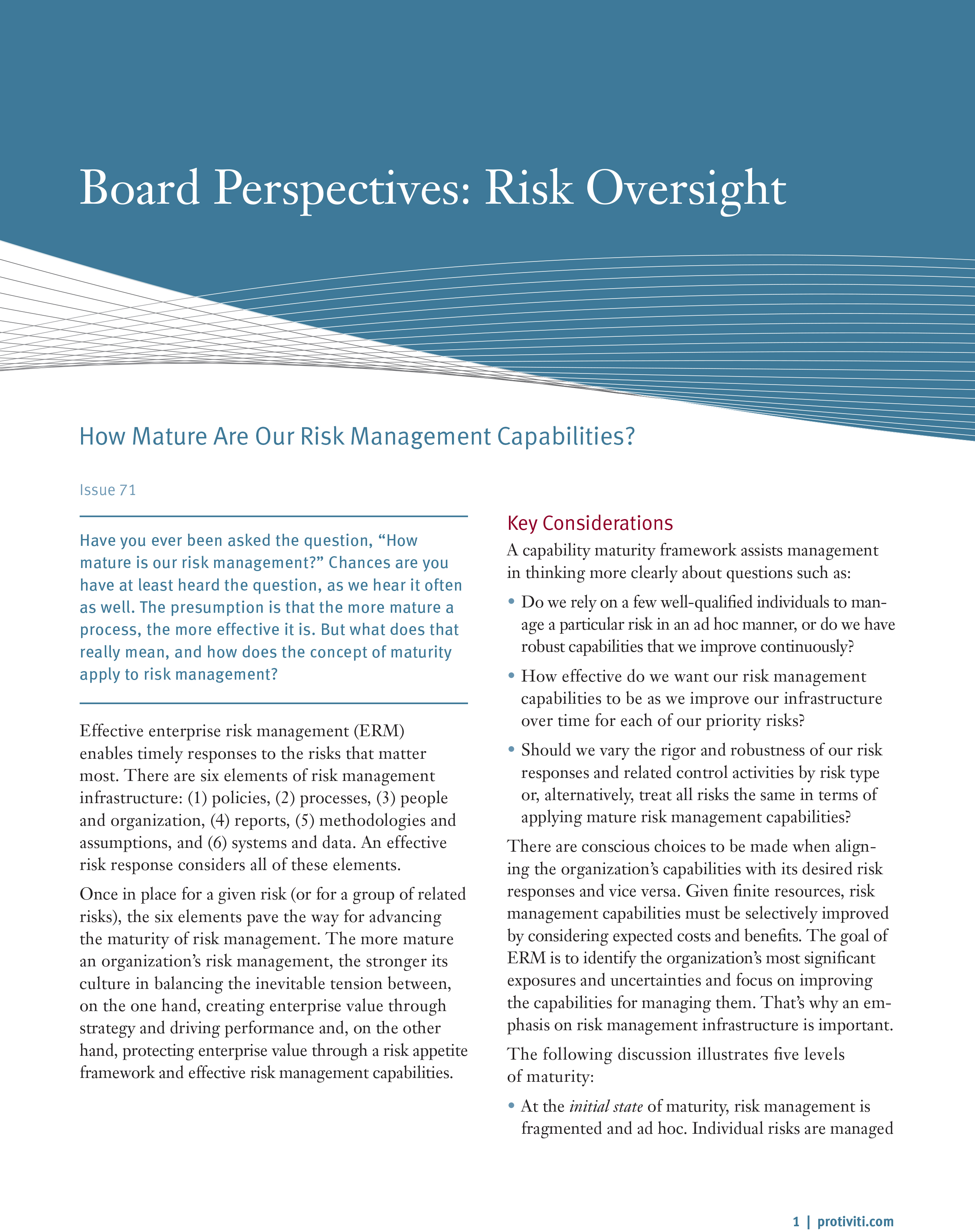 Screenshot of the first page of How Mature Are Our Risk Management Capabilities