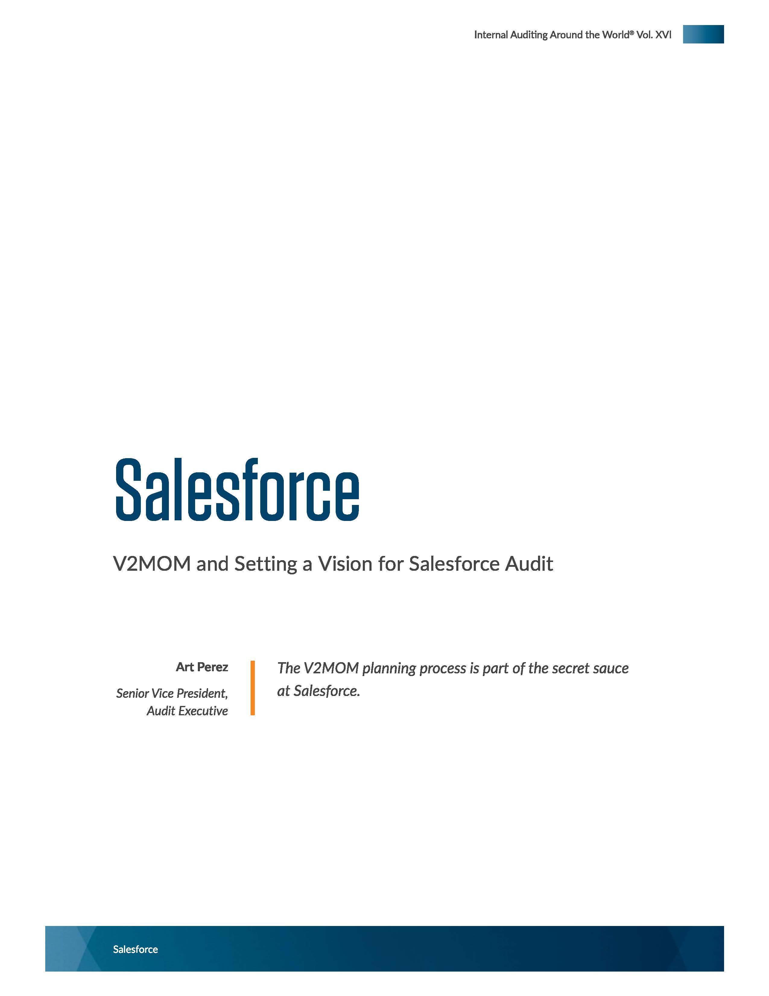 Screenshot of the first page of IAAroundWorld16 Protiviti Salesforce