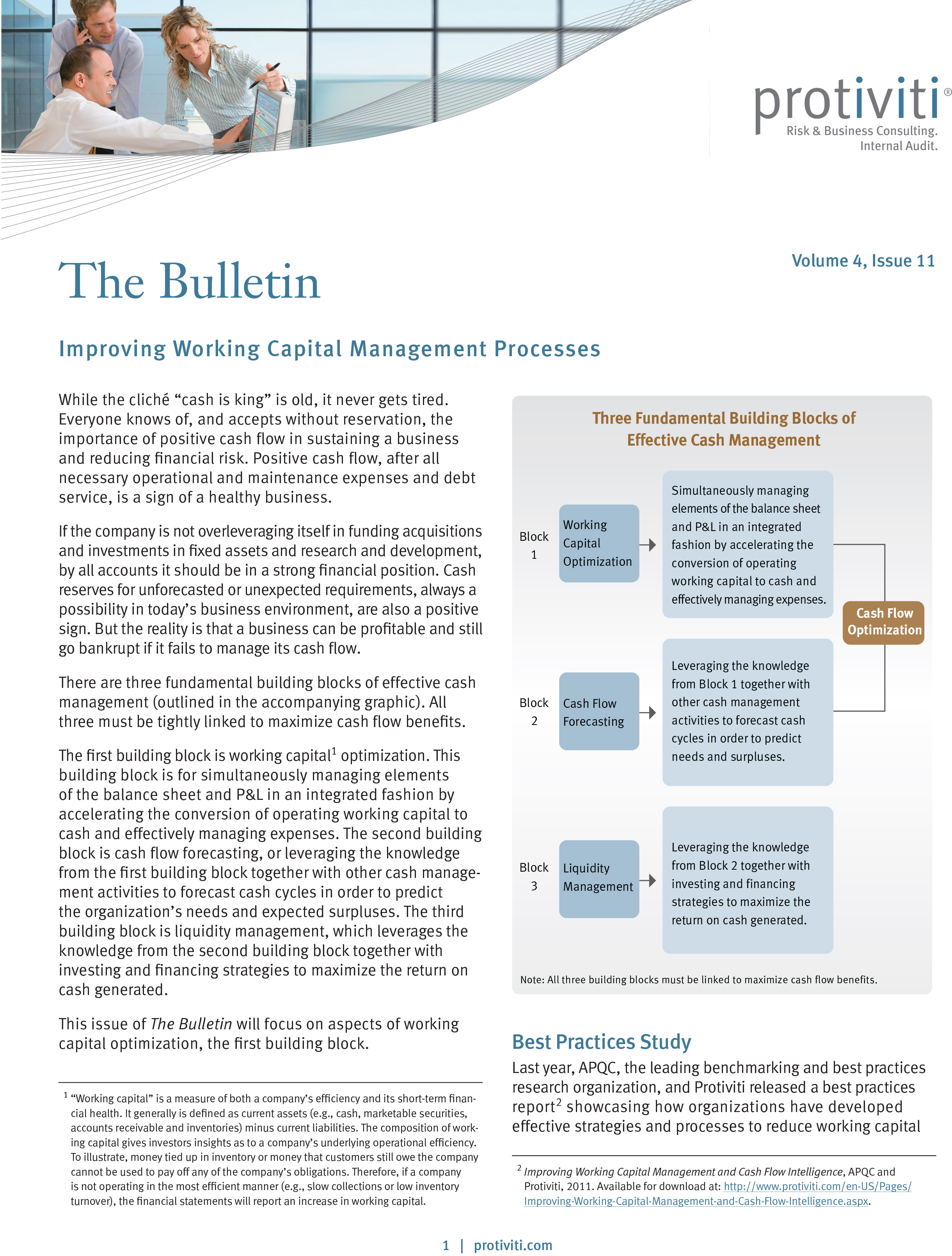 Screenshot of the first page of Improving Working Capital Management Processes