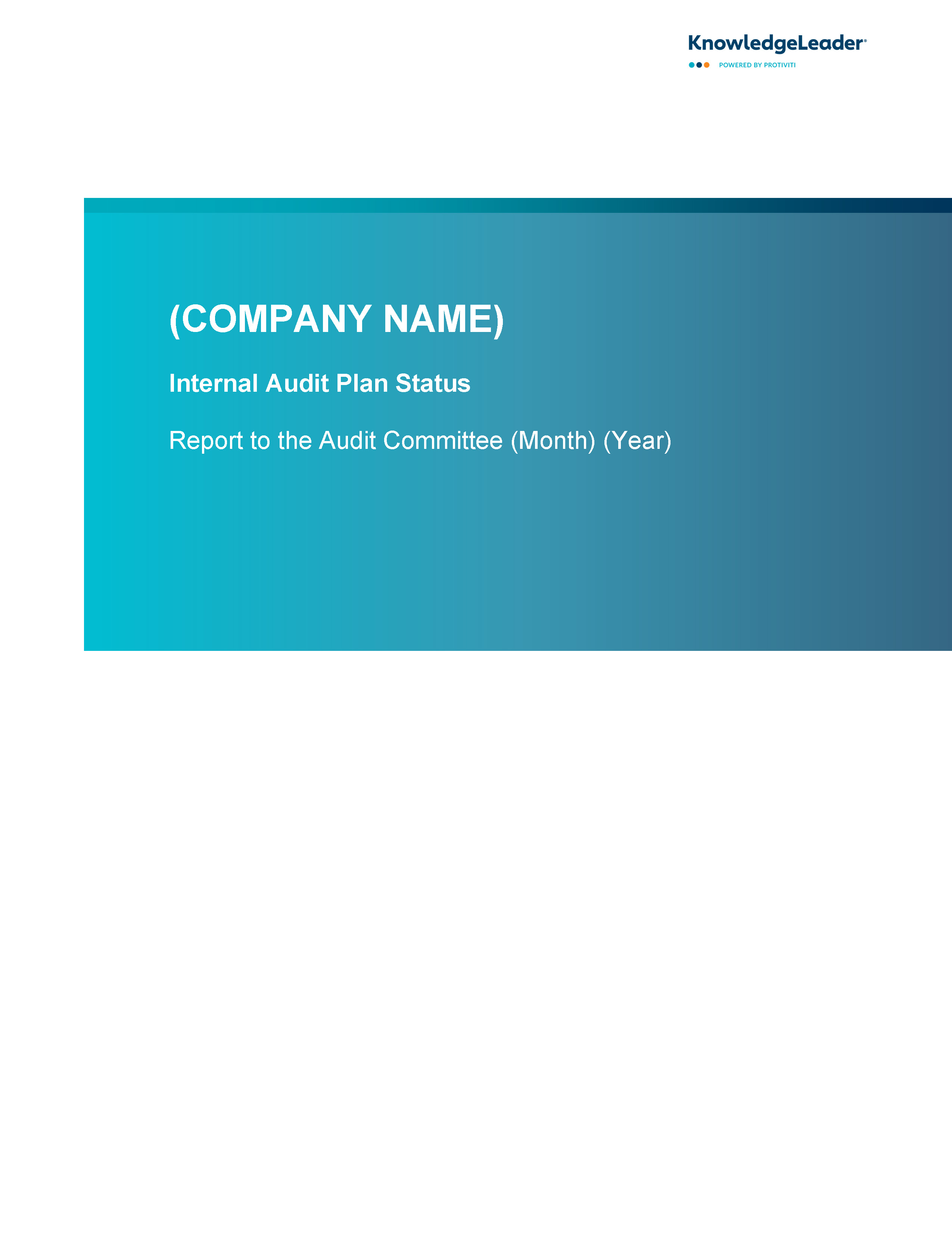 Screenshot of the first page of Internal Audit Plan Status – Report to the Audit Committee