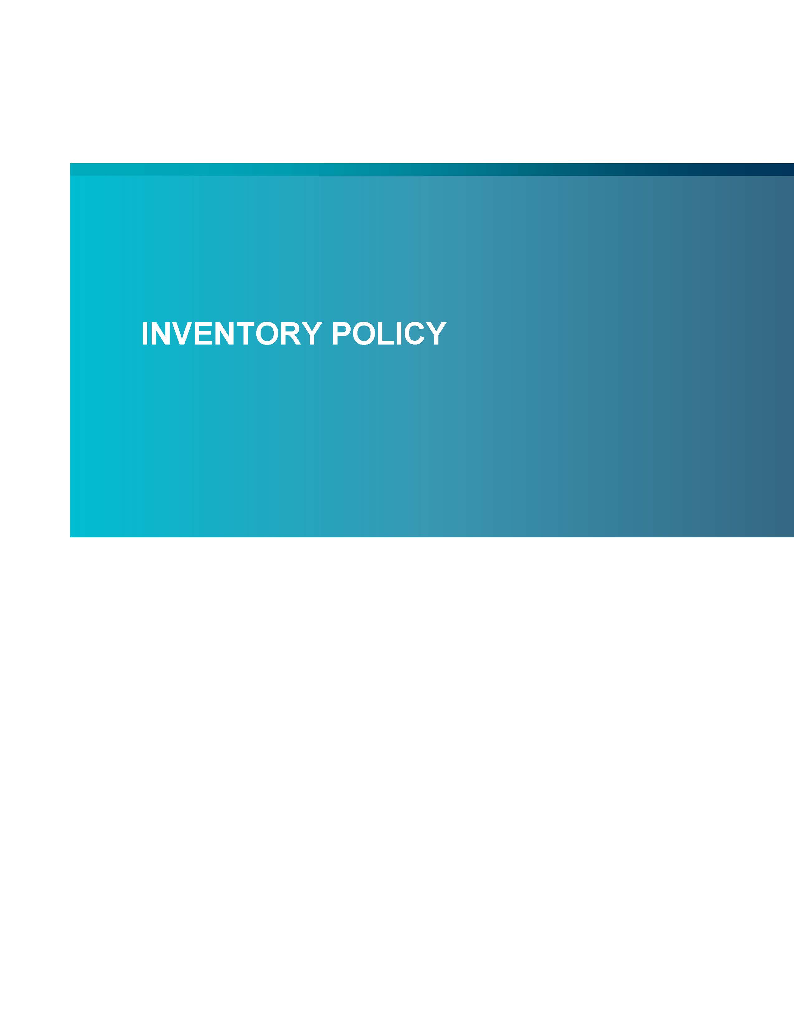 Screenshot of the first page of Inventory Policy