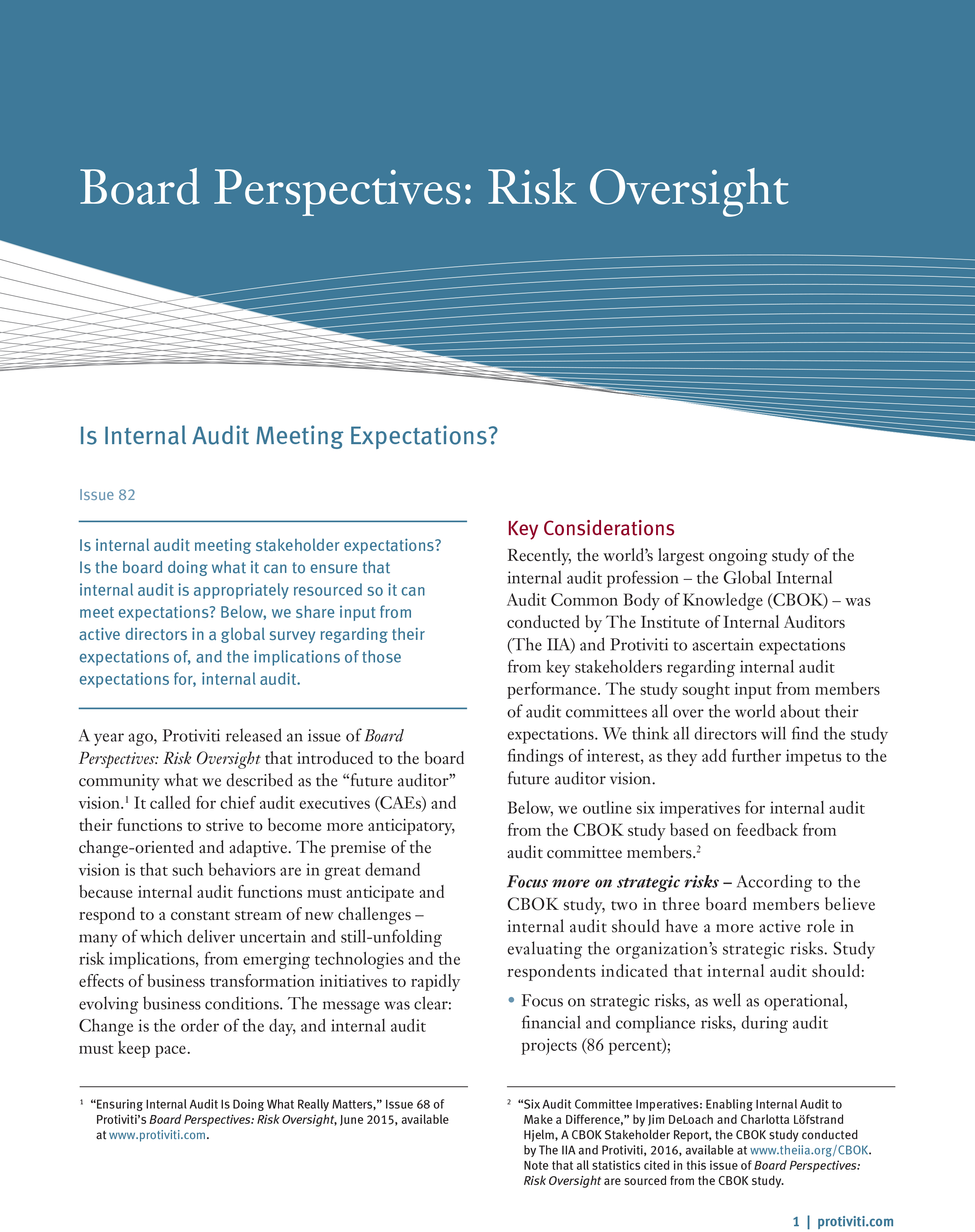 Screenshot of the first page of Is Internal Audit Meeting Expectations