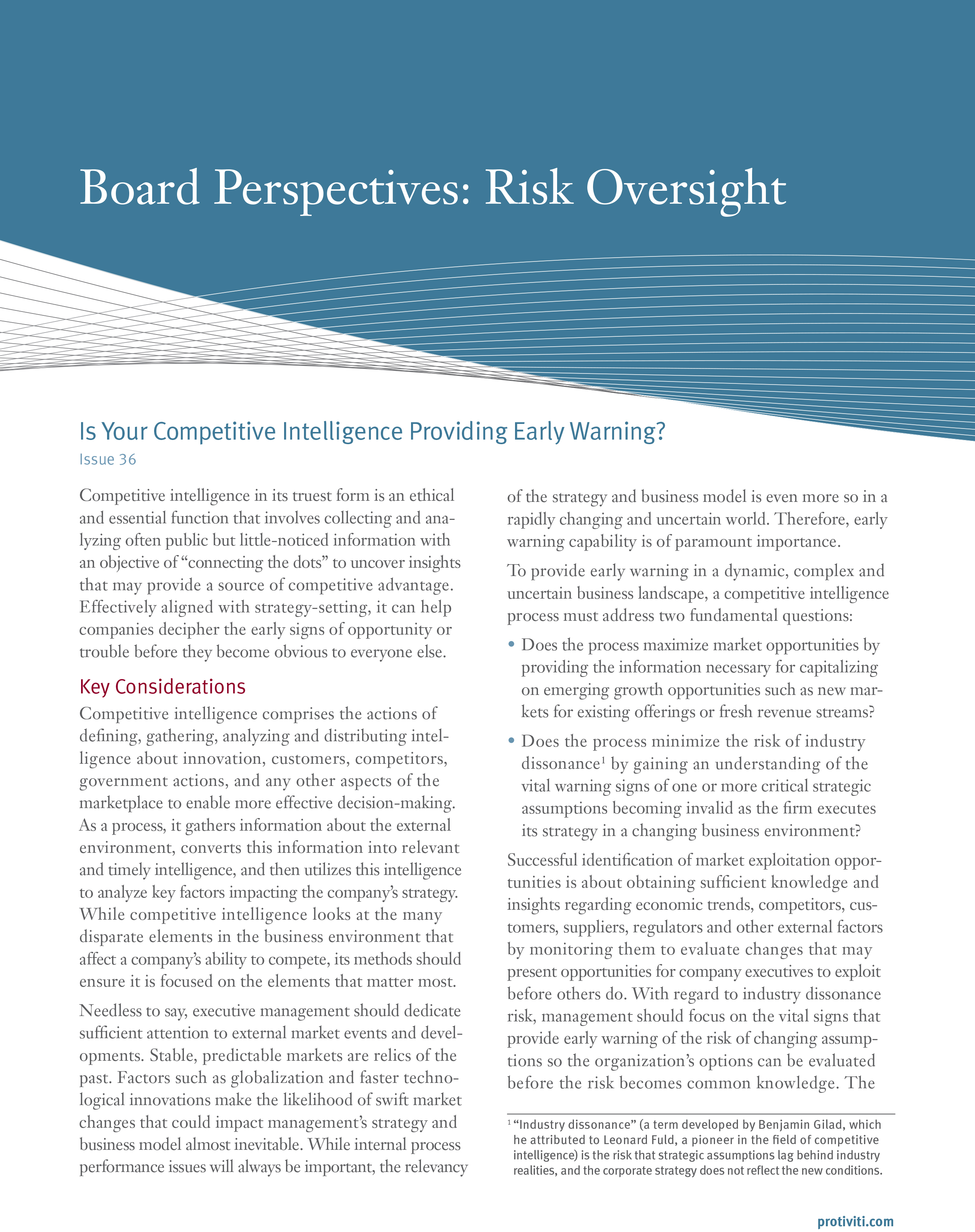 Screenshot of the first page of Is Your Competitive Intelligence Providing Early Warning