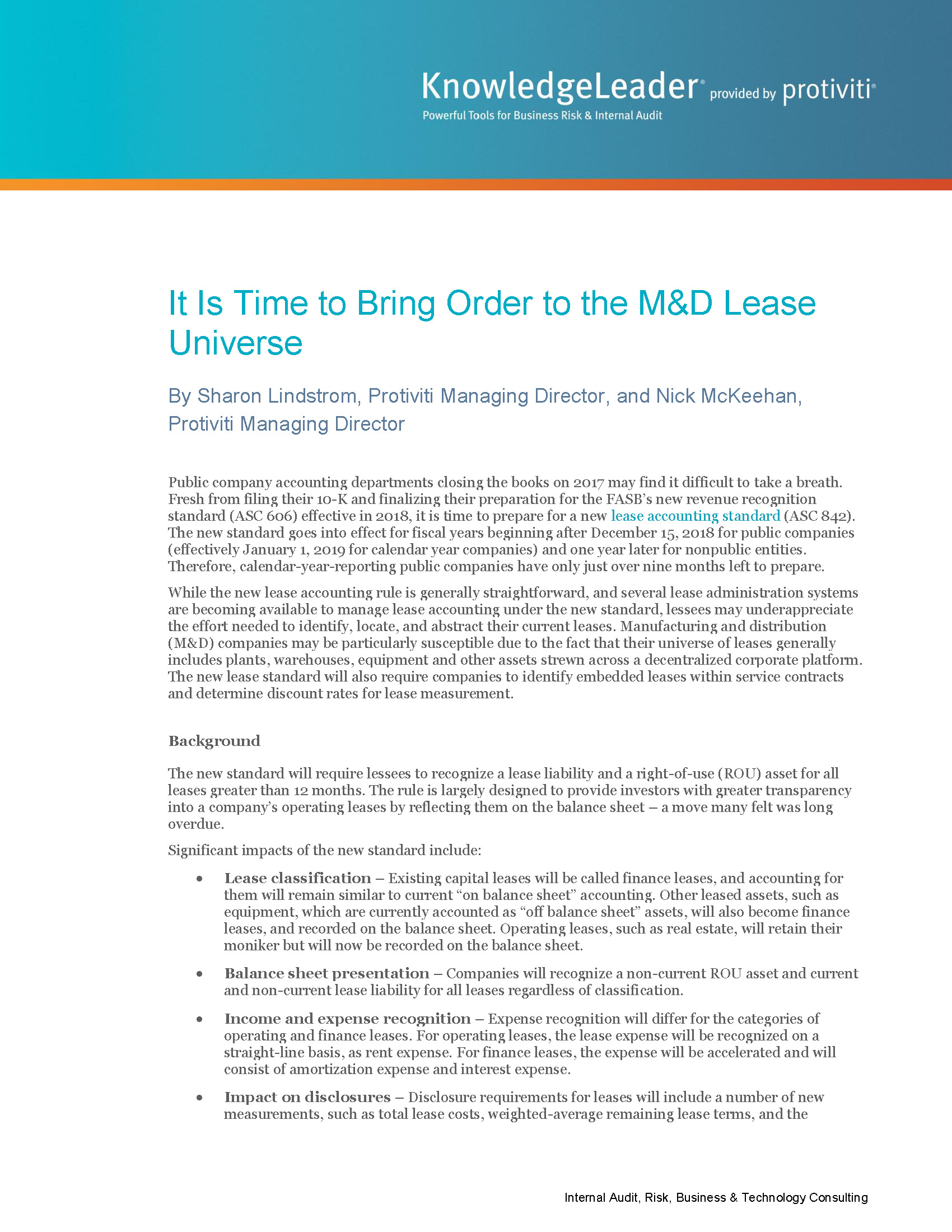 Screenshot of the first page of It Is Time to Bring Order to the M&D Lease Universe
