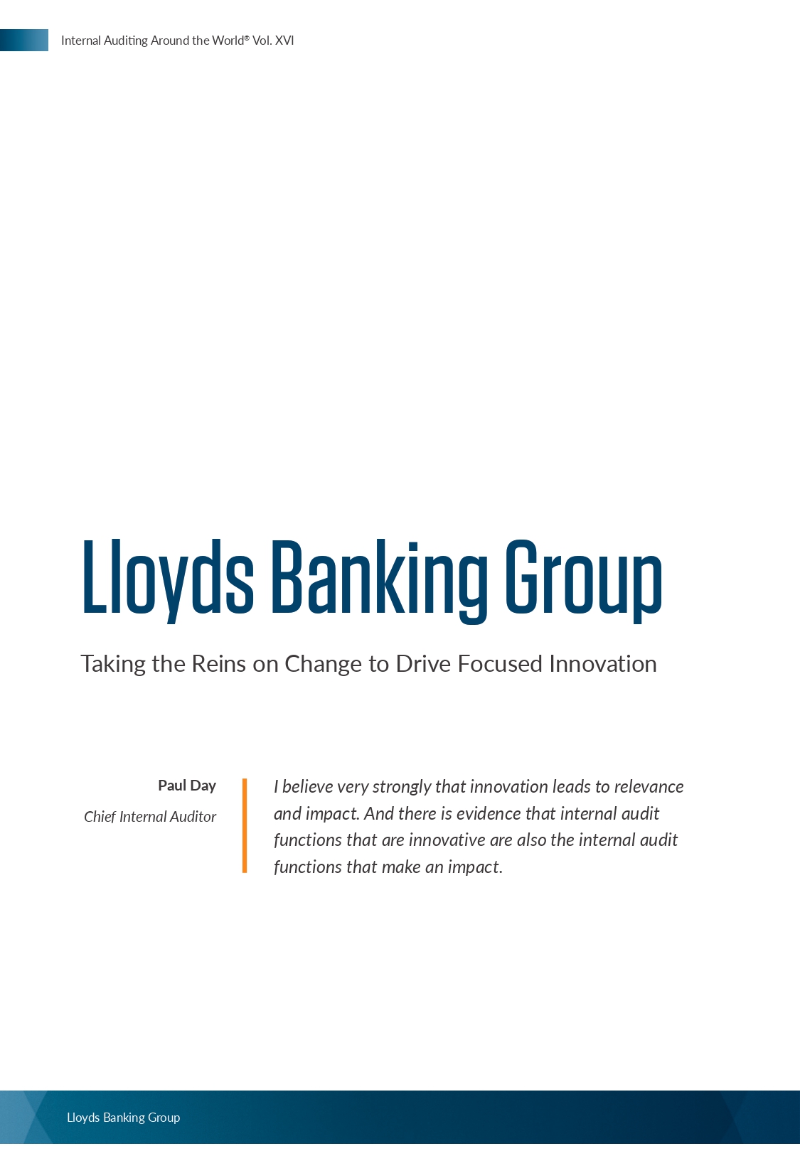Screenshot of Lloyds Banking Group: Taking the Reins on Change to Drive Focused Innovation