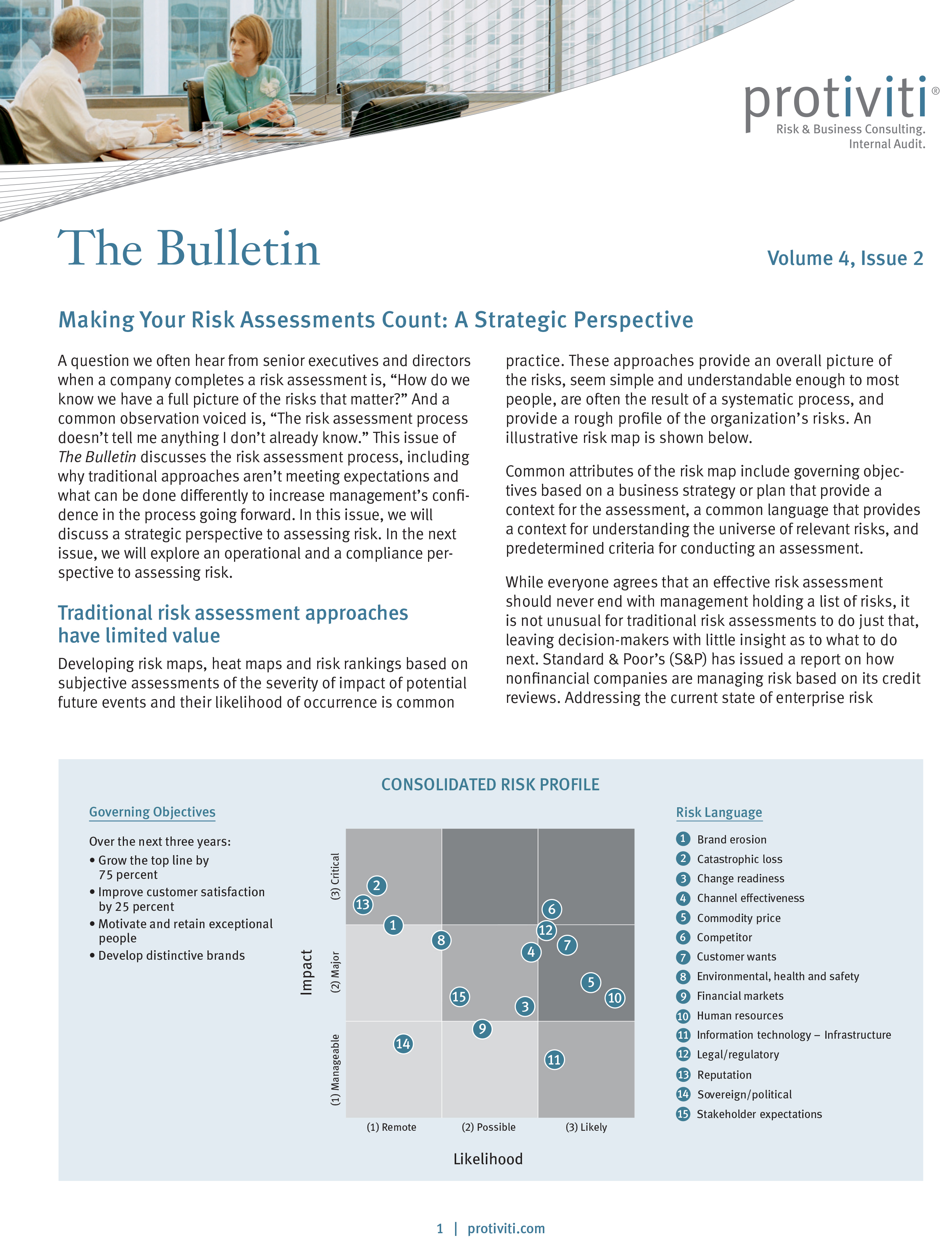 Screenshot of the first page of Making Your Risk Assessments Count - A Strategic Perspective