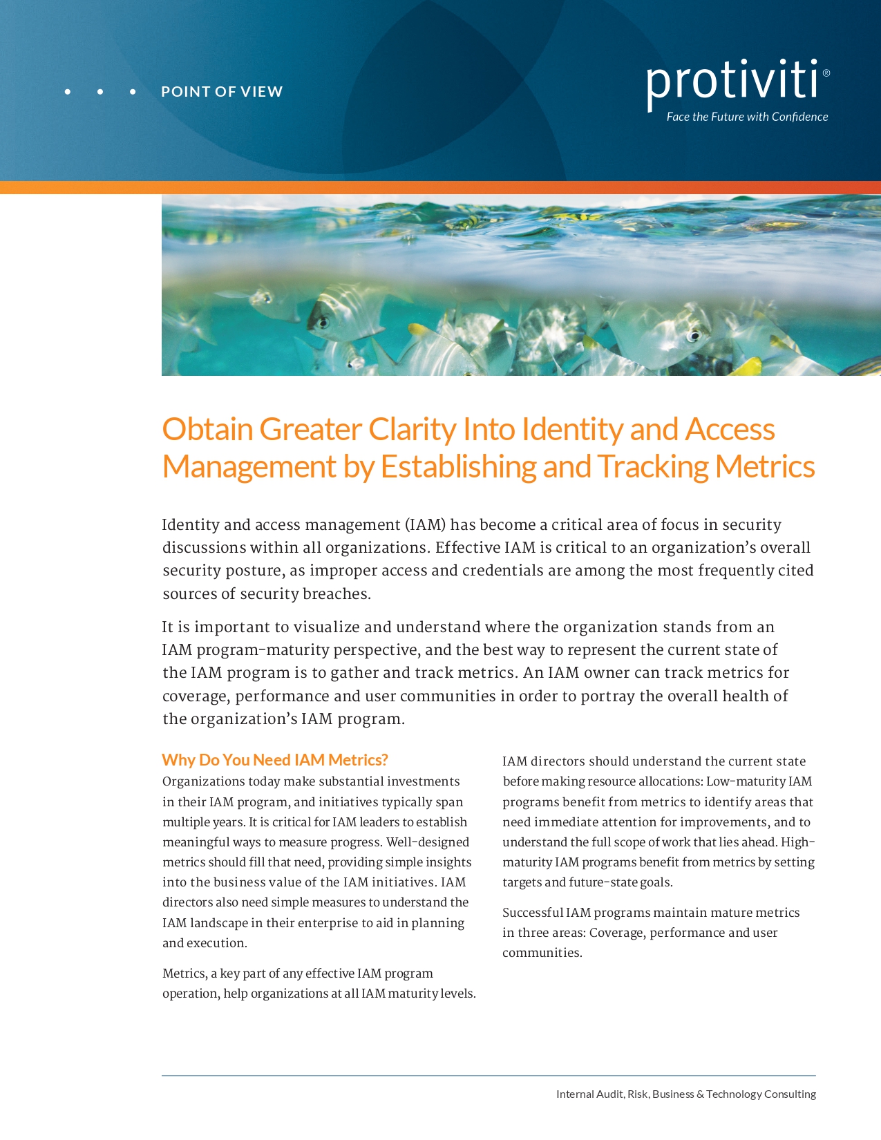 Screenshot of the first page of Obtain Greater Clarity Into Identity and Access Management by Establishing and Tracking Metrics