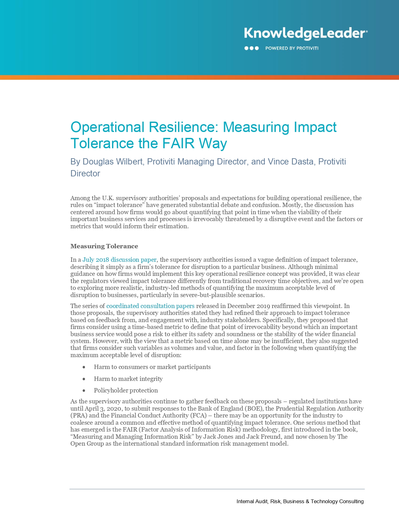 Screenshot of Operational Resilience: Measuring Impact Tolerance the FAIR Way