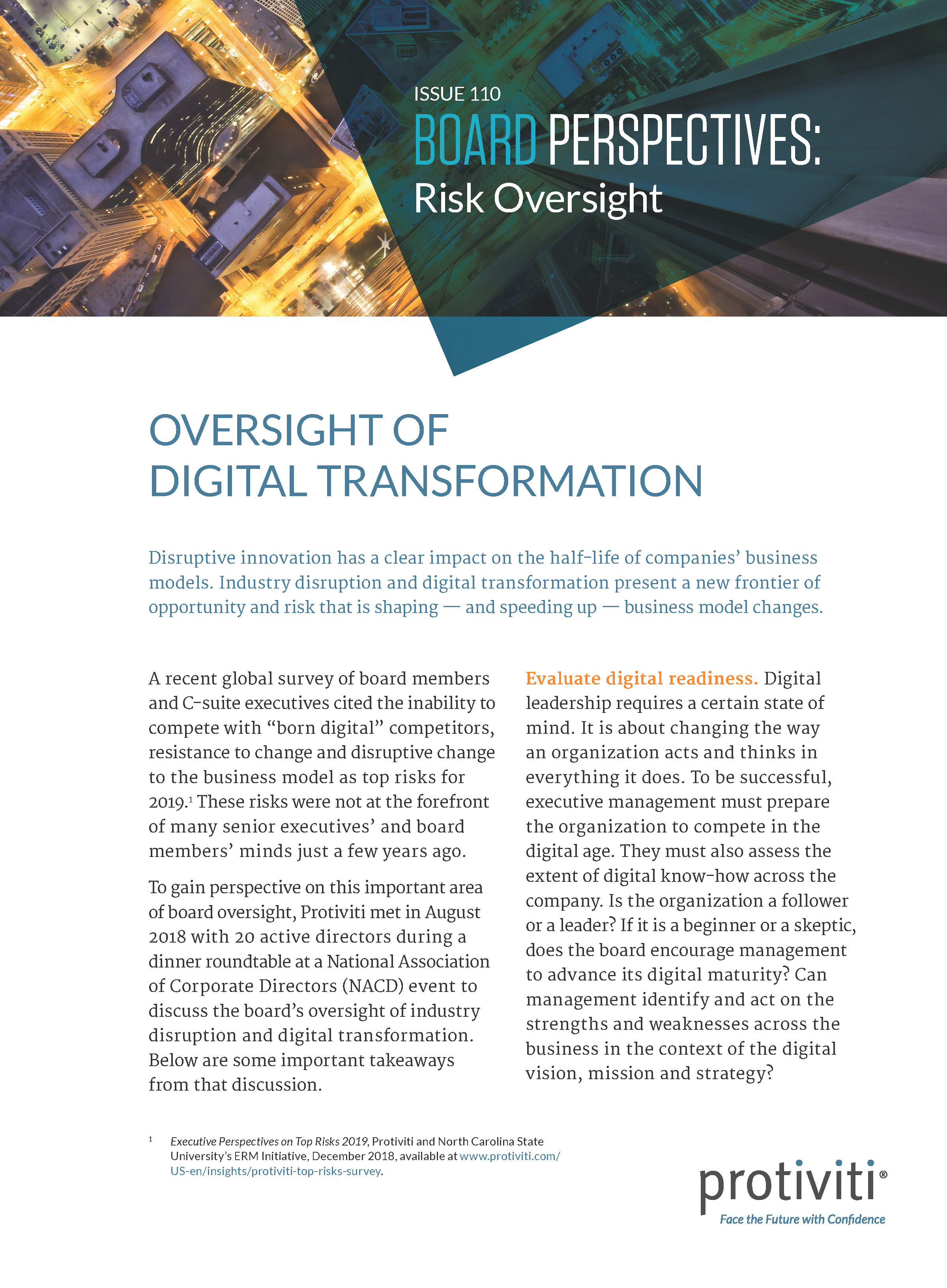 Screenshot of the first page of Oversight of Digital Transformation