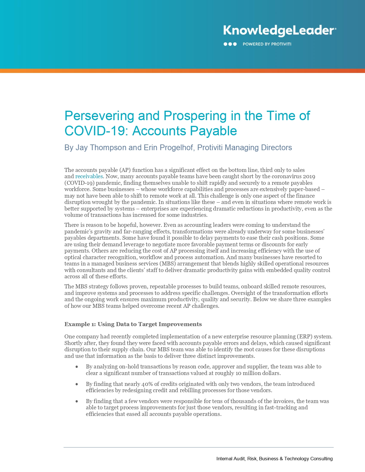 Screenshot of Persevering and Prospering in the Time of COVID-19: Accounts Payable