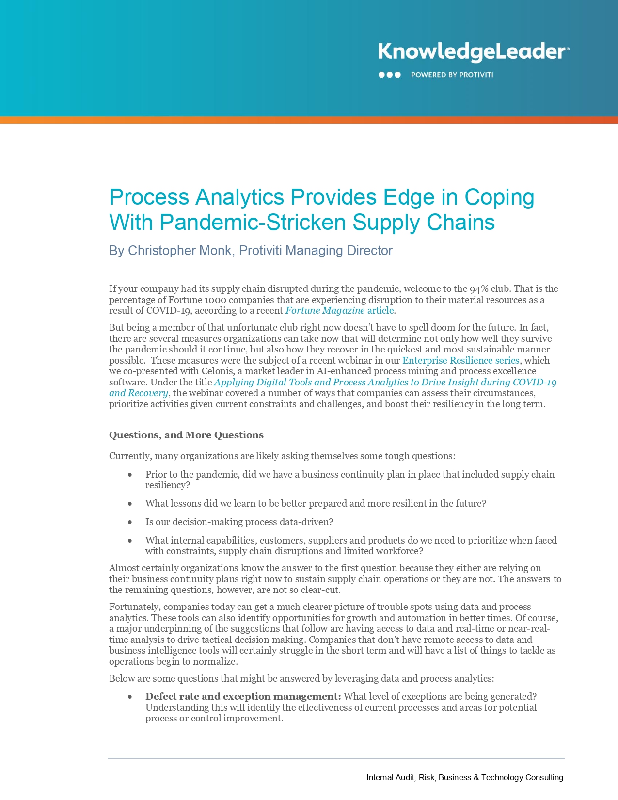 Screenshot of Process Analytics Provides Edge in Coping With Pandemic-Stricken Supply Chains