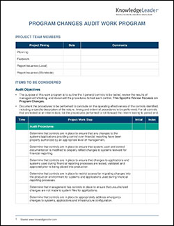 Program Changes Audit Work Program