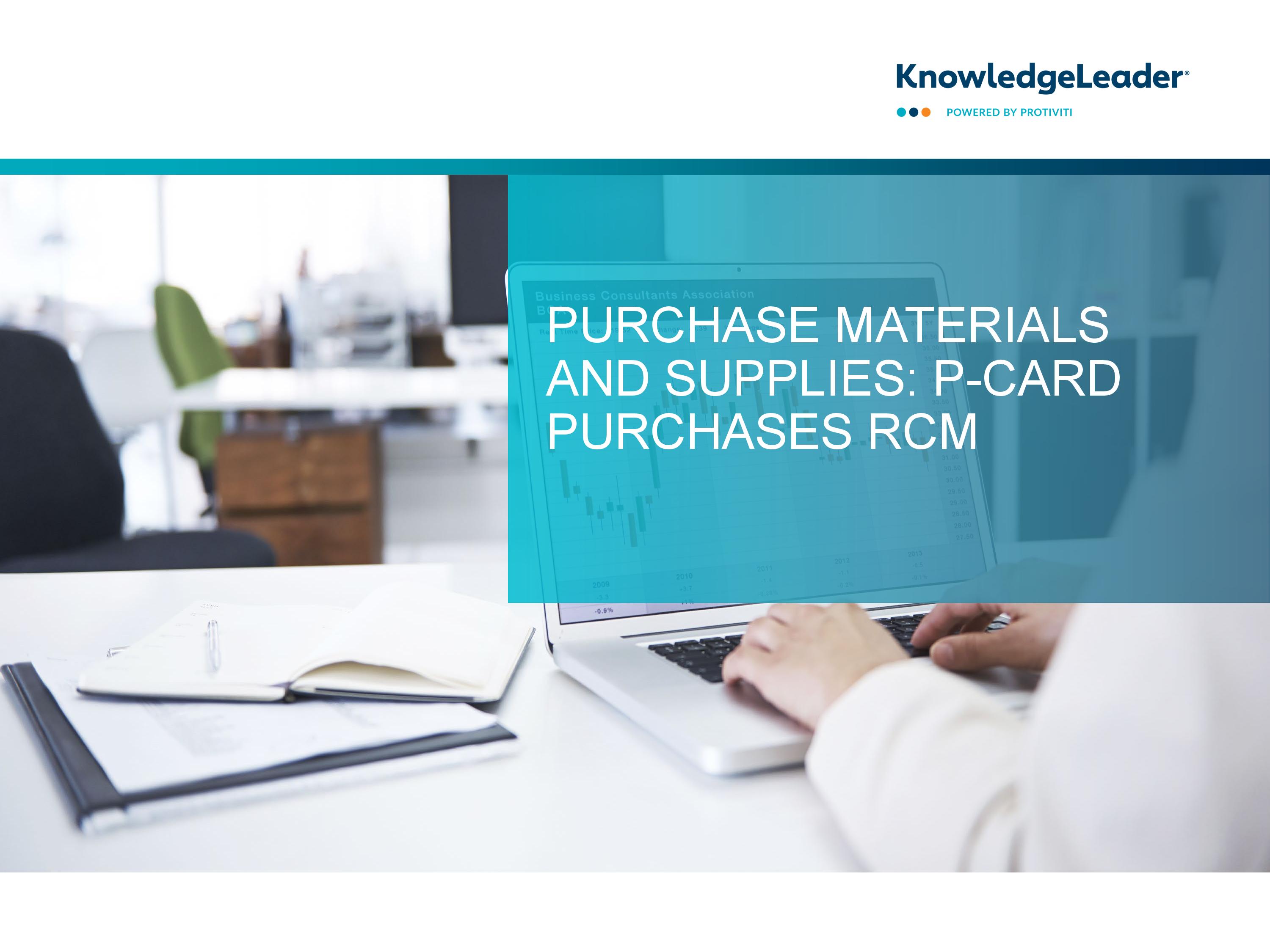 Purchase Materials and Supplies P-Card Purchases RCM