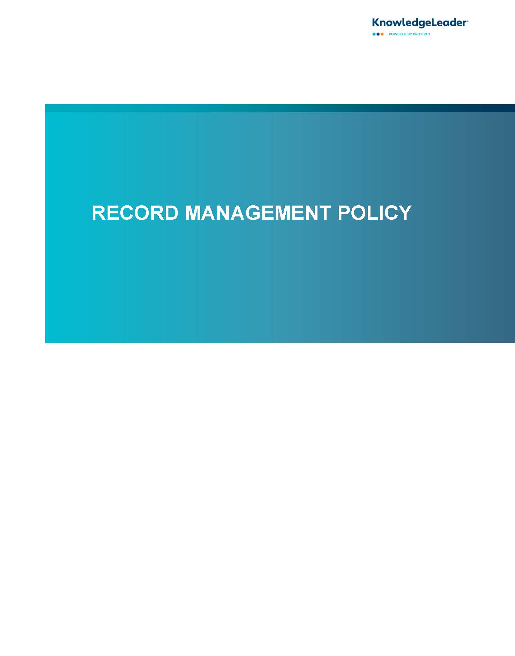 Screenshot of the first page of Record Management Policy
