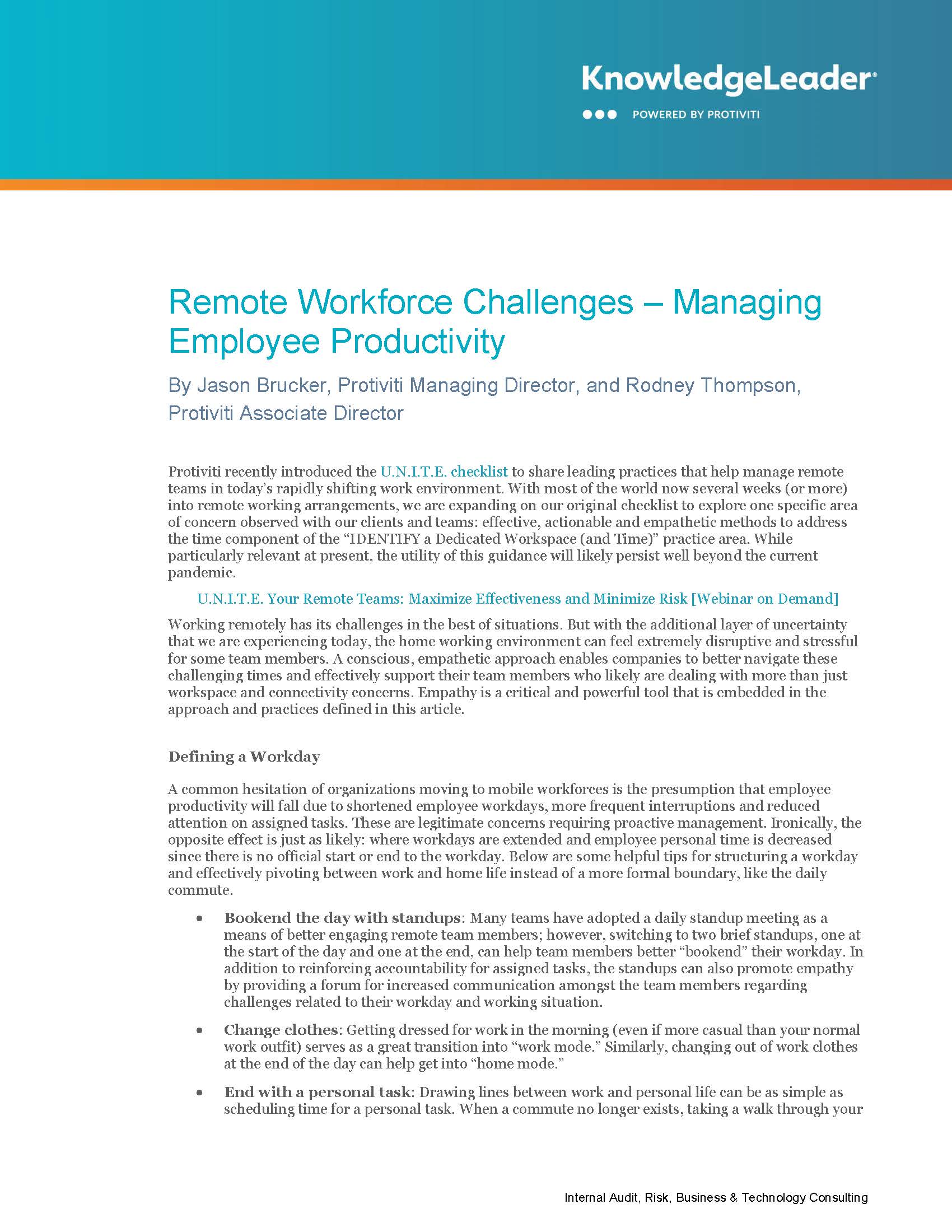 Remote Workforce Challenges — Managing Employee Productivity
