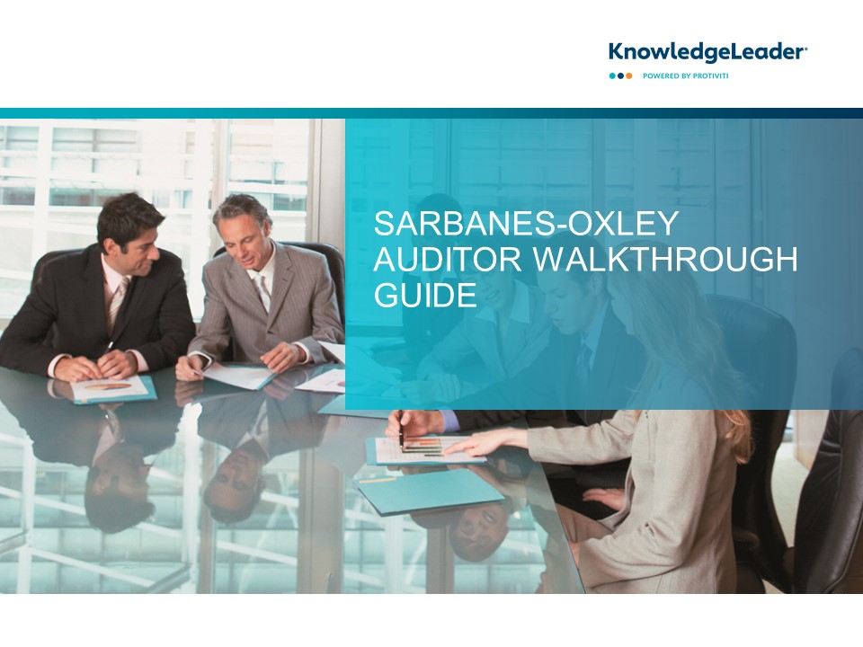 Screenshot of the first page of Sarbanes-Oxley Auditor Walkthrough Guide