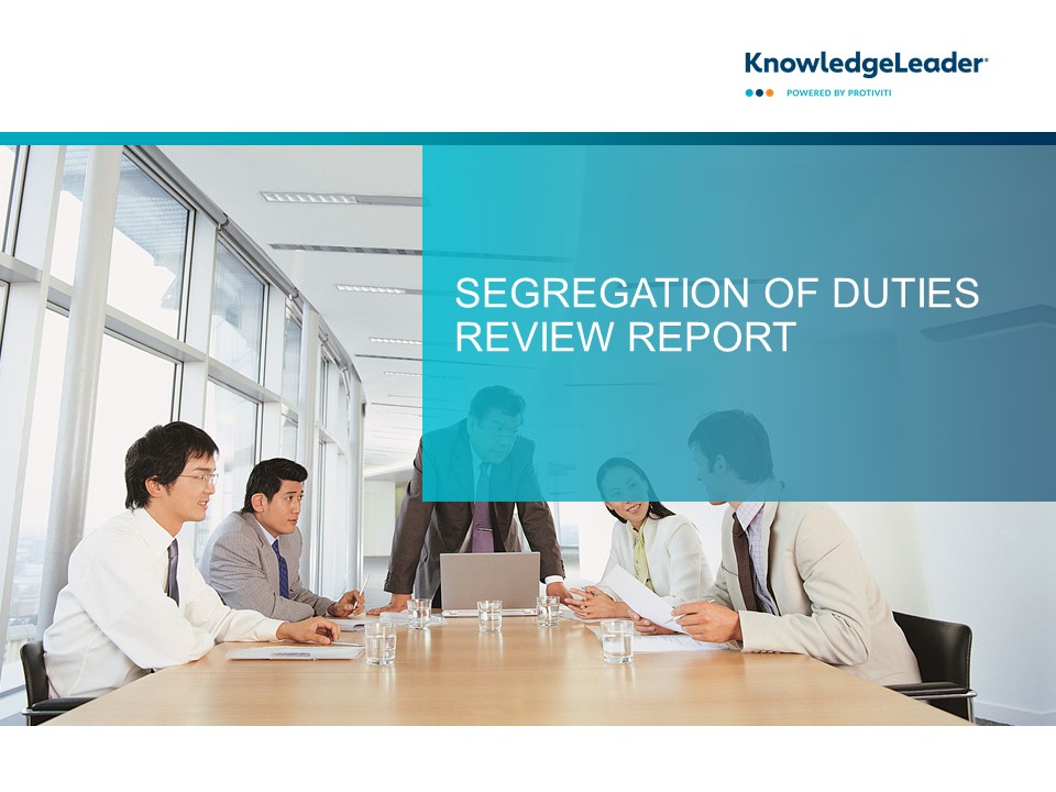 Screenshot of the first page of Segregation of Duties Review Report