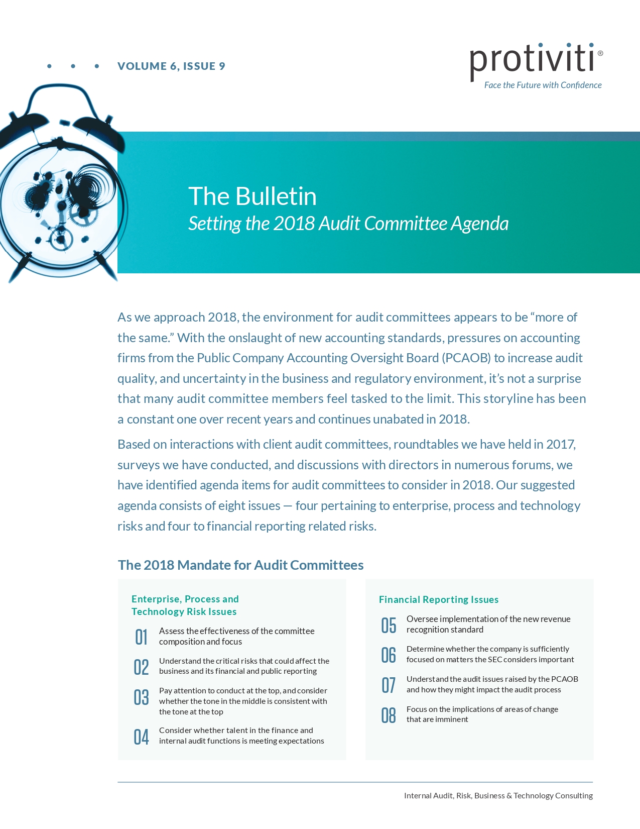 Screenshot of the first page of Setting the 2018 Audit Committee Agenda