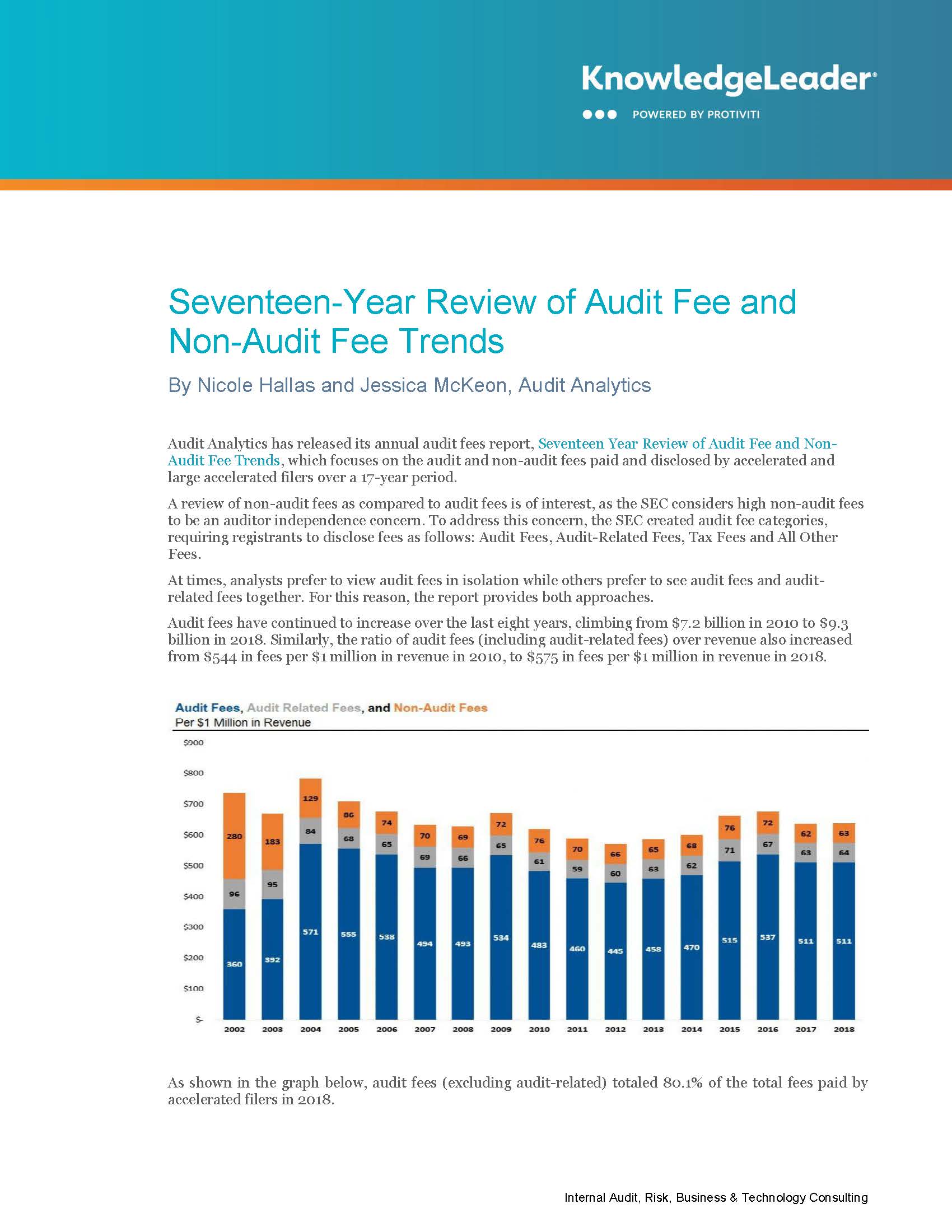 Screenshot of the first page of Seventeen-Year Review of Audit Fee and Non-Audit Fee Trends